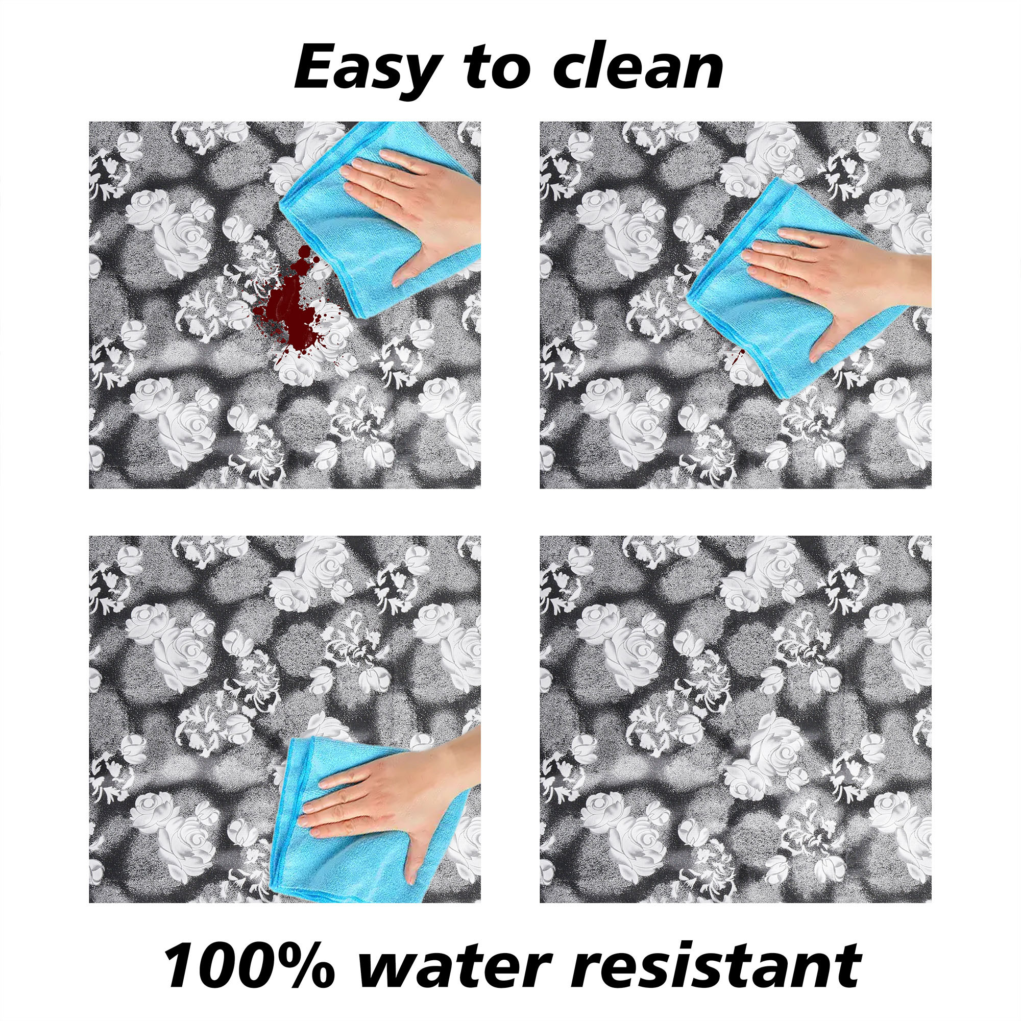 Kuber Industries Food Mat | Bedsheet Protector for Home | Bed Server Food Mat | Bed Server Mat | Rexine Flower Mattress Protector for Home | Food Mat for Kids | Gray