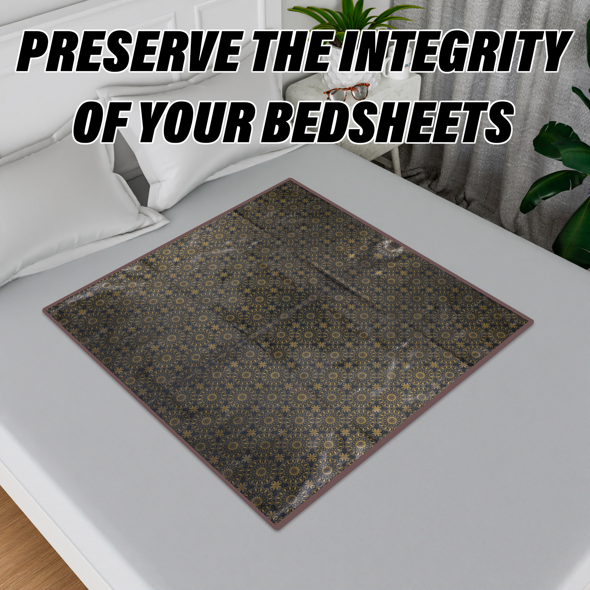 Kuber Industries Food Mat | Bedsheet Protector for Home | Bed Server Food Mat | Bed Server Mat | Rexine Circle Mattress Protector for Home | Food Mat for Kids | Brown