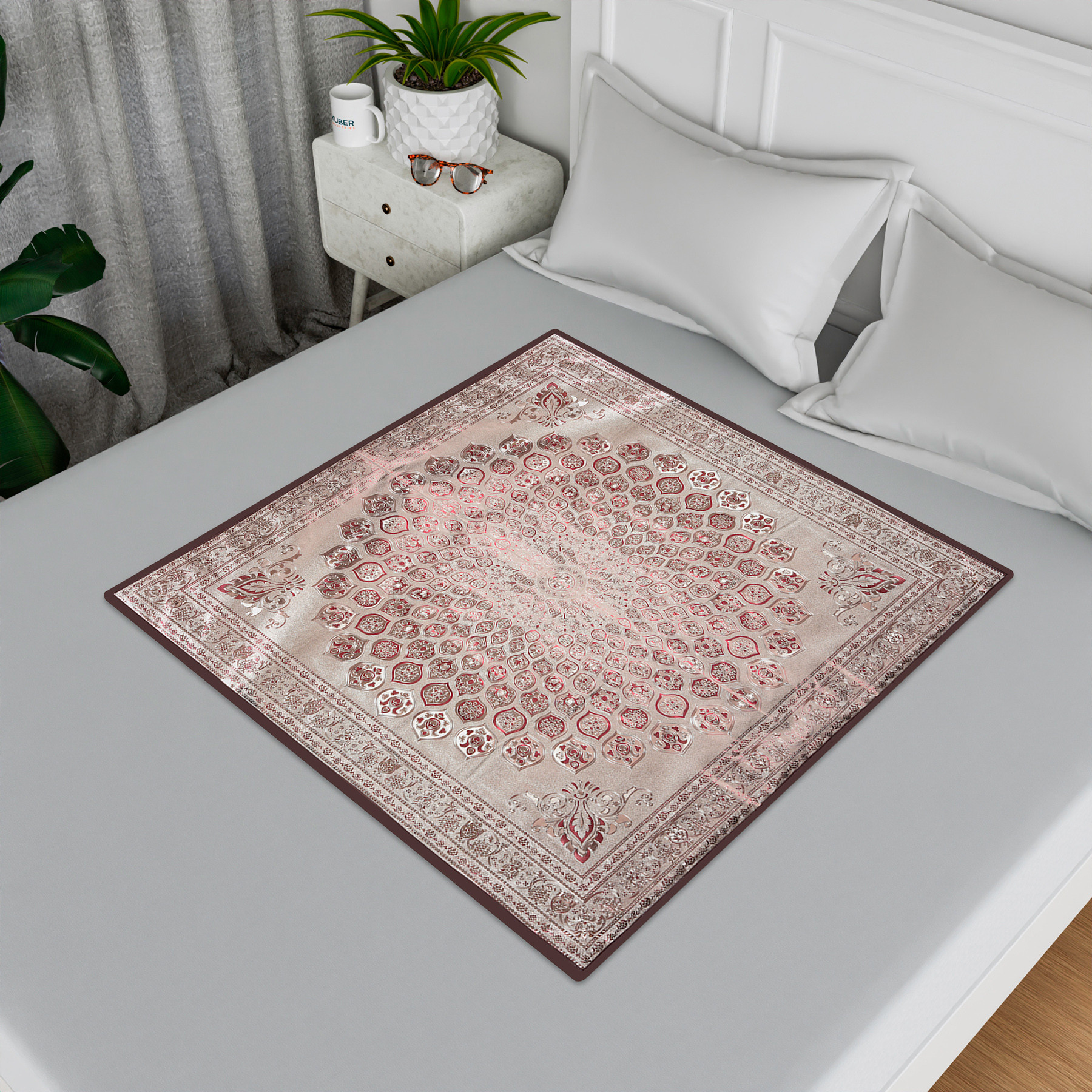Kuber Industries Food Mat  Bedsheet Protector for Home  Bed Server Food Mat  Bed Server Mat  Shining Mattress Protector for Home  Food Mat for Kids  Golden