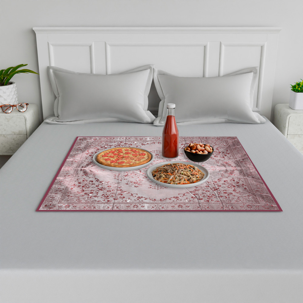 Kuber Industries Food Mat | Bedsheet Protector for Home | Bed Server Food Mat | Bed Server Mat | Shining Mattress Protector for Home | Food Mat for Kids | Maroon