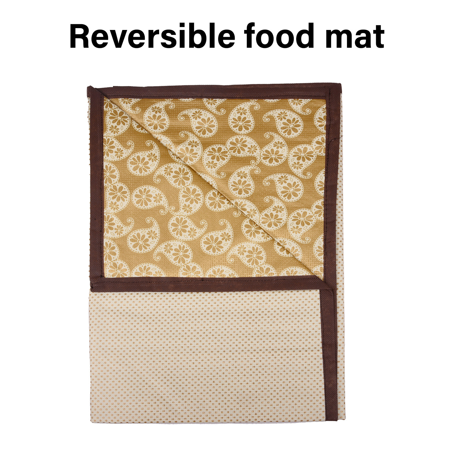 Kuber Industries Food Mat  Bedsheet Protector for Home  Reversible Bed Server Mat  Dot Square Mattress Protector for Home  Food Mat for Kids  92 cm  Golden