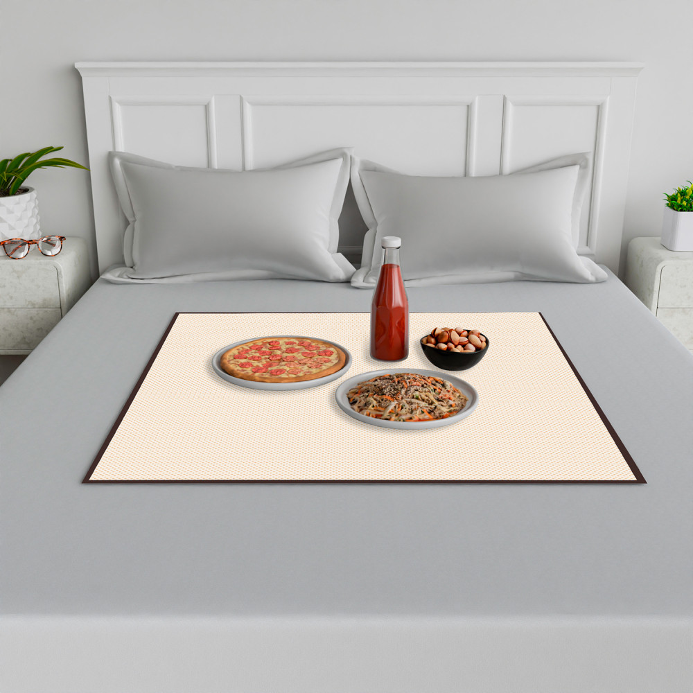 Kuber Industries Food Mat | Bedsheet Protector for Home | Reversible Bed Server Mat | Dot Square Mattress Protector for Home | Food Mat for Kids | 92 cm | Golden