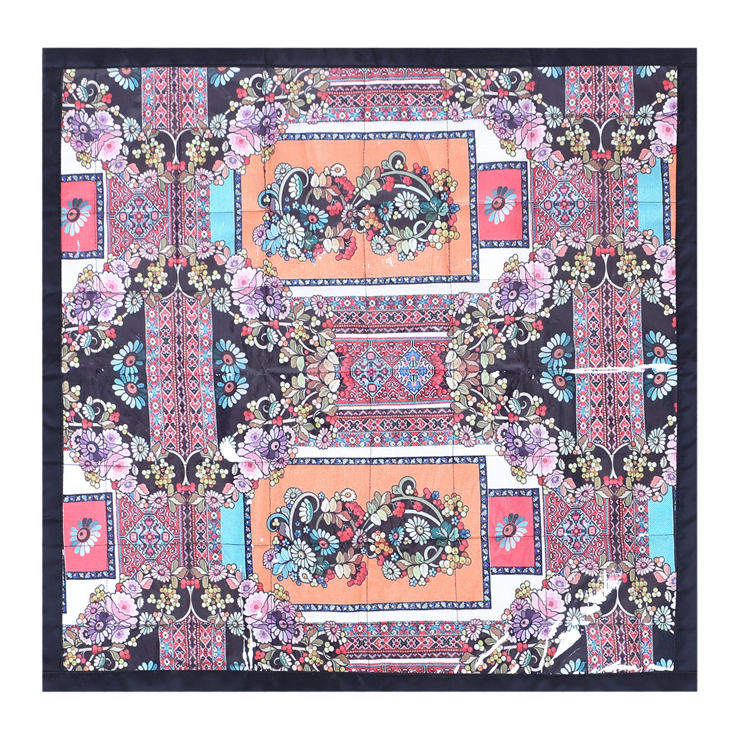 Kuber Industries Food Mat  Digital Flower Print Bed Server  Laminated Bed Protector for Home  Bed Server for Bedsheet  27 Inch  Black