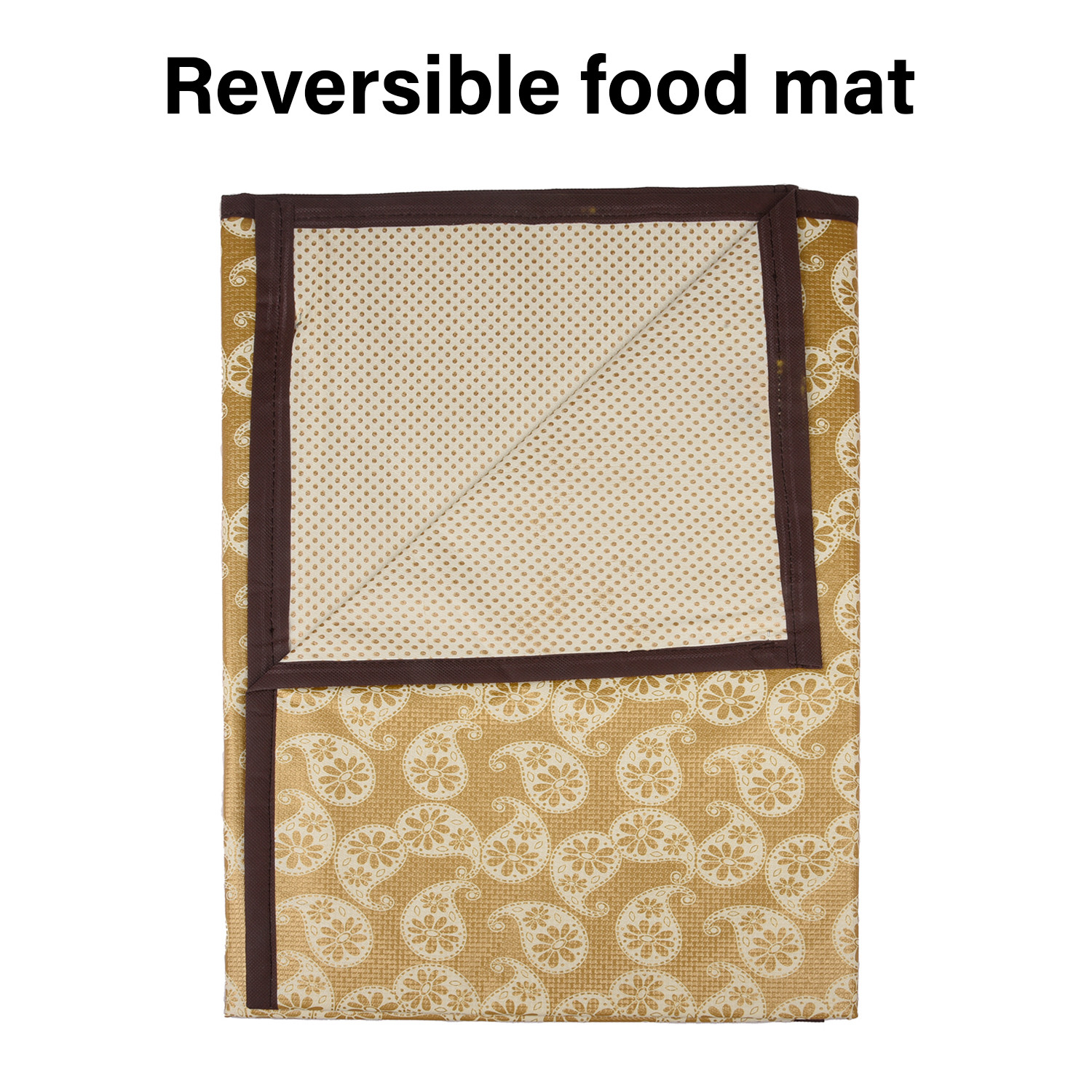 Kuber Industries Food Mat  Waterproof Bedsheet Protector  Reversible Bed Server Mat  Carry Square Mattress Protector for Home  Food Mat for Kids  92 cm  Golden