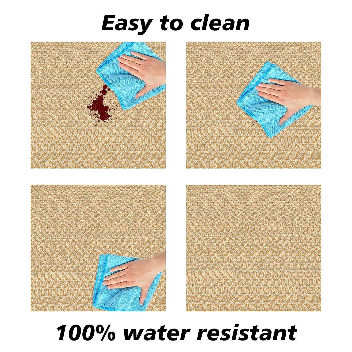Kuber Industries Food Mat | Waterproof Bedsheet Protector | Reversible Bed Server Mat | Carry Square Mattress Protector for Home | Food Mat for Kids | 92 cm | Golden