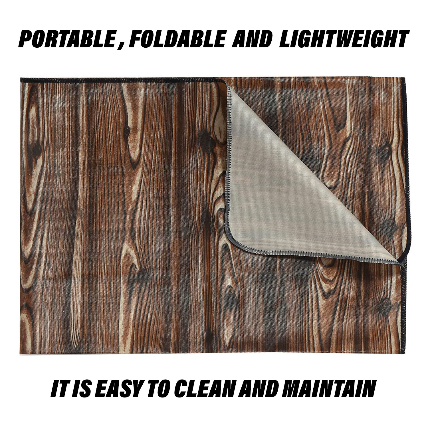 Kuber Industries Food Mat  Wooden Texture Bed Server  Laminated Bed Protector for Home  Bed Server for Bedsheet  36 Inch  Dark Brown