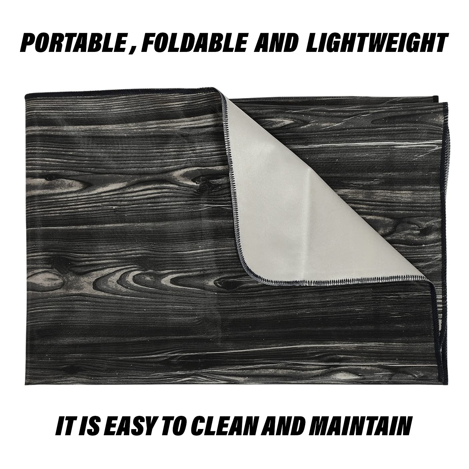 Kuber Industries Food Mat  Wooden Texture Bed Server  Laminated Bed Protector for Home  Bed Server for Bedsheet  36 Inch  Black