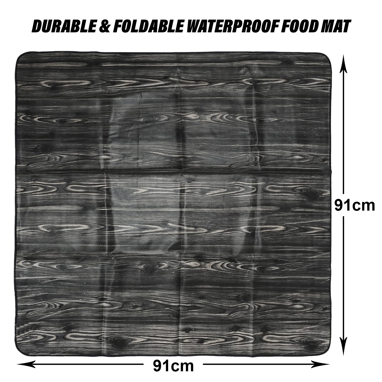 Kuber Industries Food Mat | Wooden Texture Bed Server | Laminated Bed Protector for Home | Bed Server for Bedsheet | 36 Inch | Black