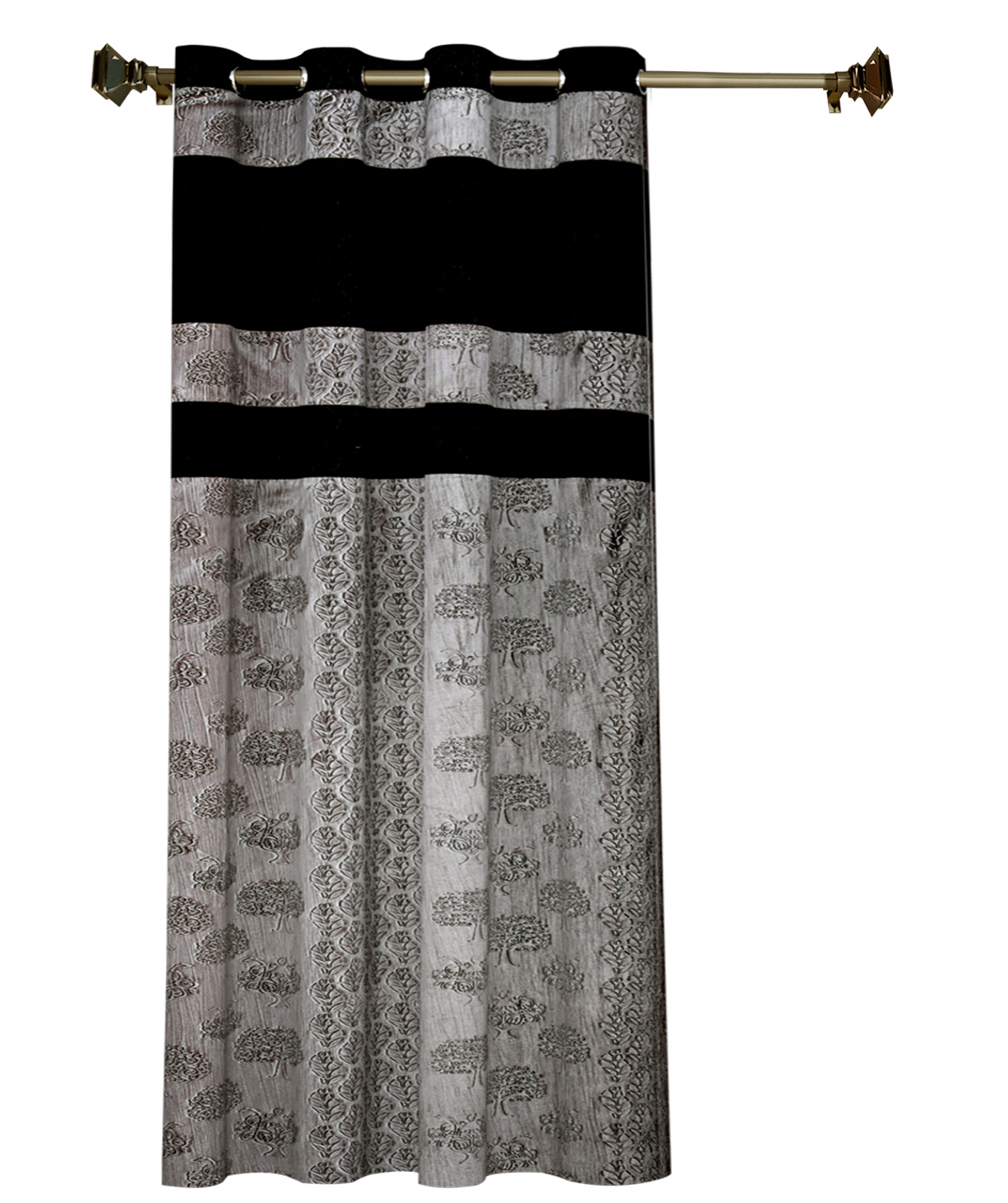Kuber Industries Forest Printed 7 Feet Door Curtain For Living Room, Bed Room, Kids Room With 8 Eyelet (Black & Grey)-HS43KUBMART25609