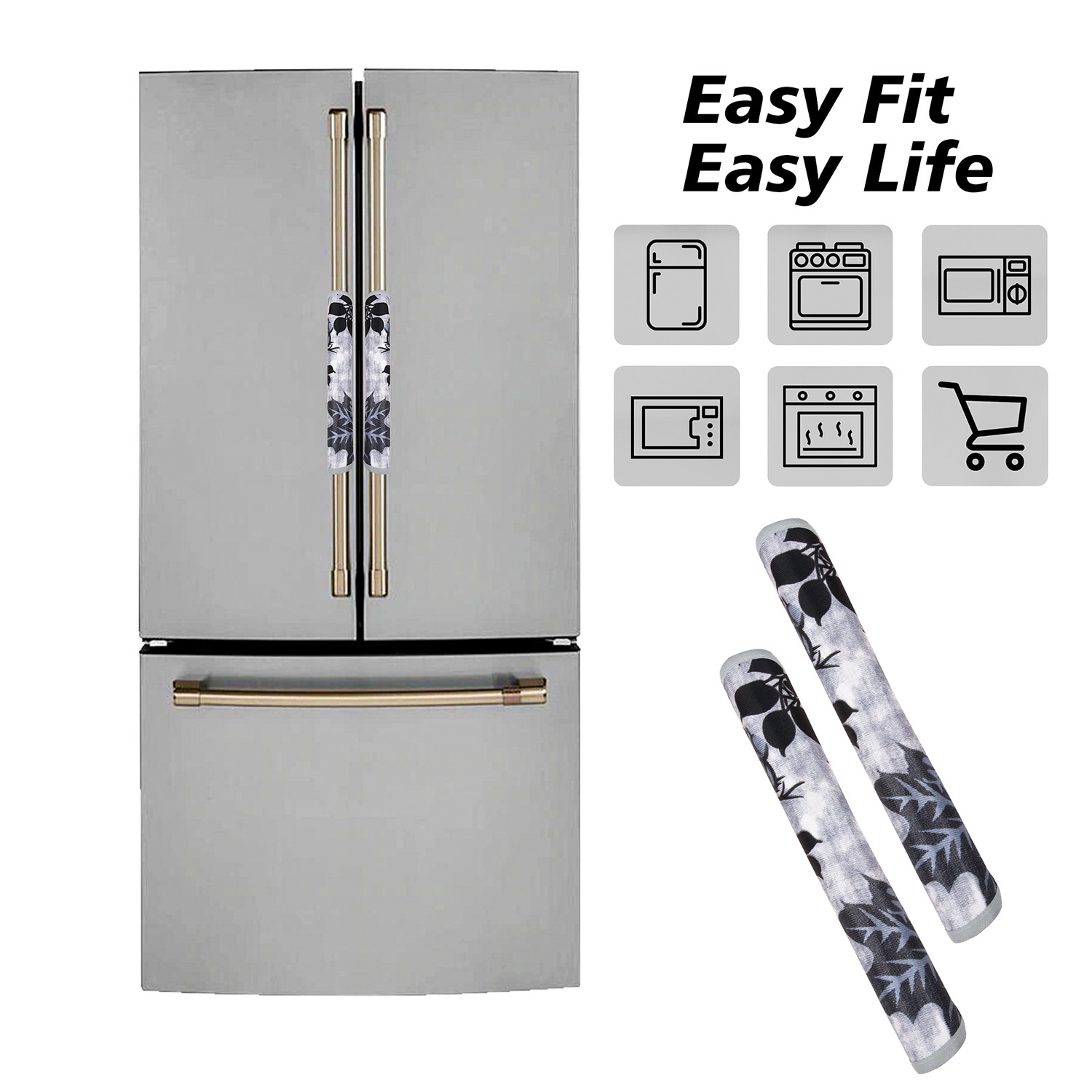 Kuber Industries Fridge Handle Cover  Refrigerator Handle Cover  Fridge Door Handle Protector  Fridge Door Handle Cover  Tree Kniting Fridge Handle Cover  2 Piece Set  Gray