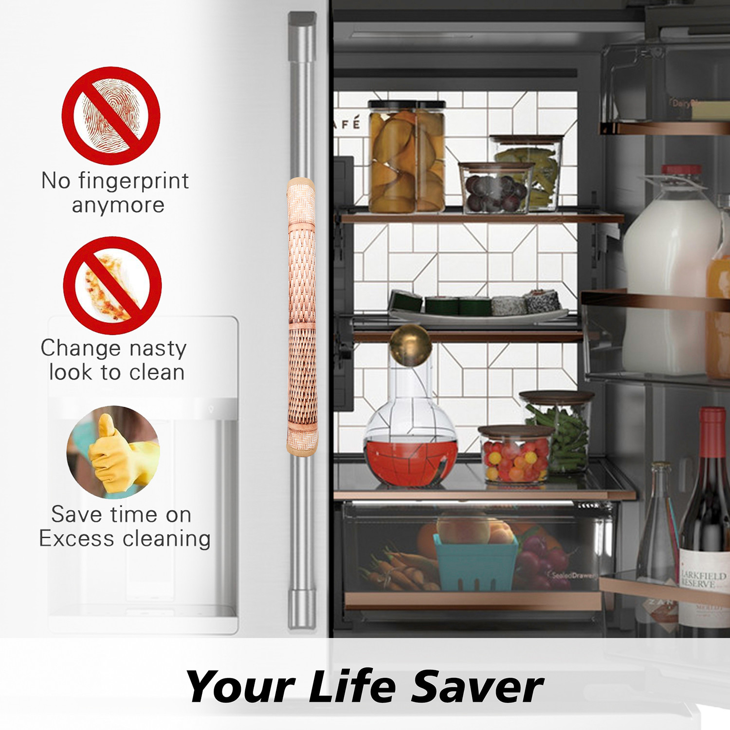 Kuber Industries Fridge Handle Cover  Refrigerator Handle Cover  Fridge Door Handle Protector  Fridge Door Handle Cover  Chatai Fridge Handle Cover  2 Piece Set  Brown