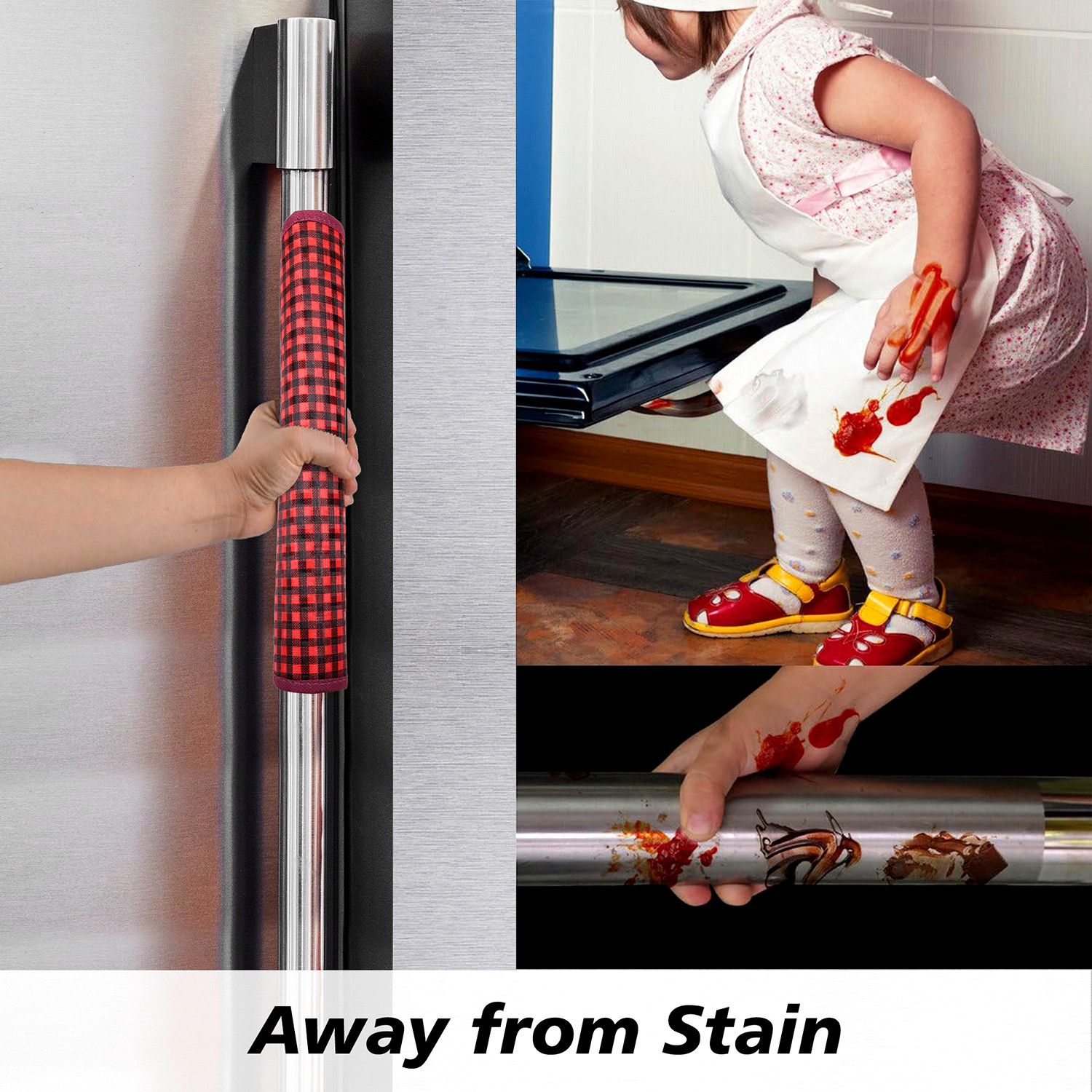 Kuber Industries Fridge Handle Cover  Refrigerator Handle Cover  Fridge Door Handle Protector  Fridge Door Handle Cover  Barik Check Fridge Handle Cover  2 Piece Set  Maroon