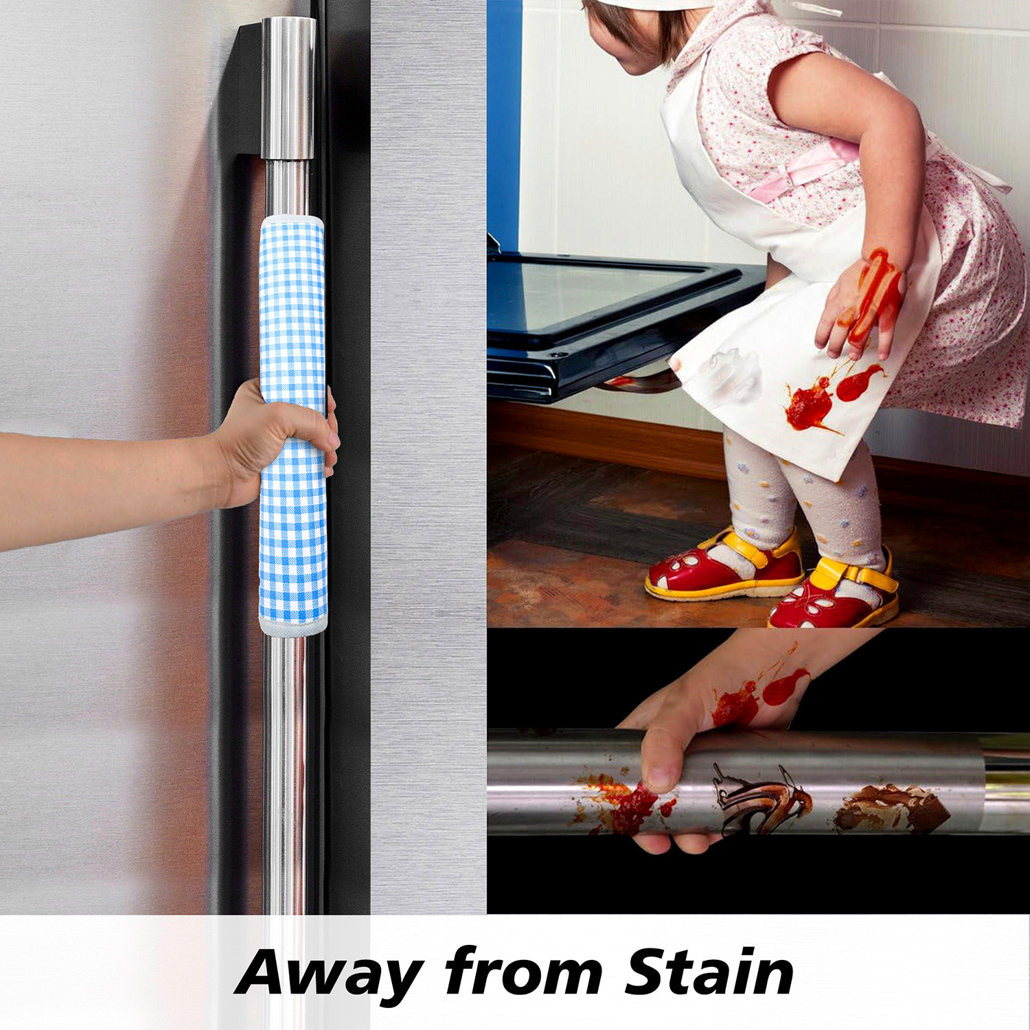 Kuber Industries Fridge Handle Cover  Refrigerator Handle Cover  Fridge Door Handle Protector  Fridge Door Handle Cover  Barik Check Fridge Handle Cover  2 Piece Set  Blue