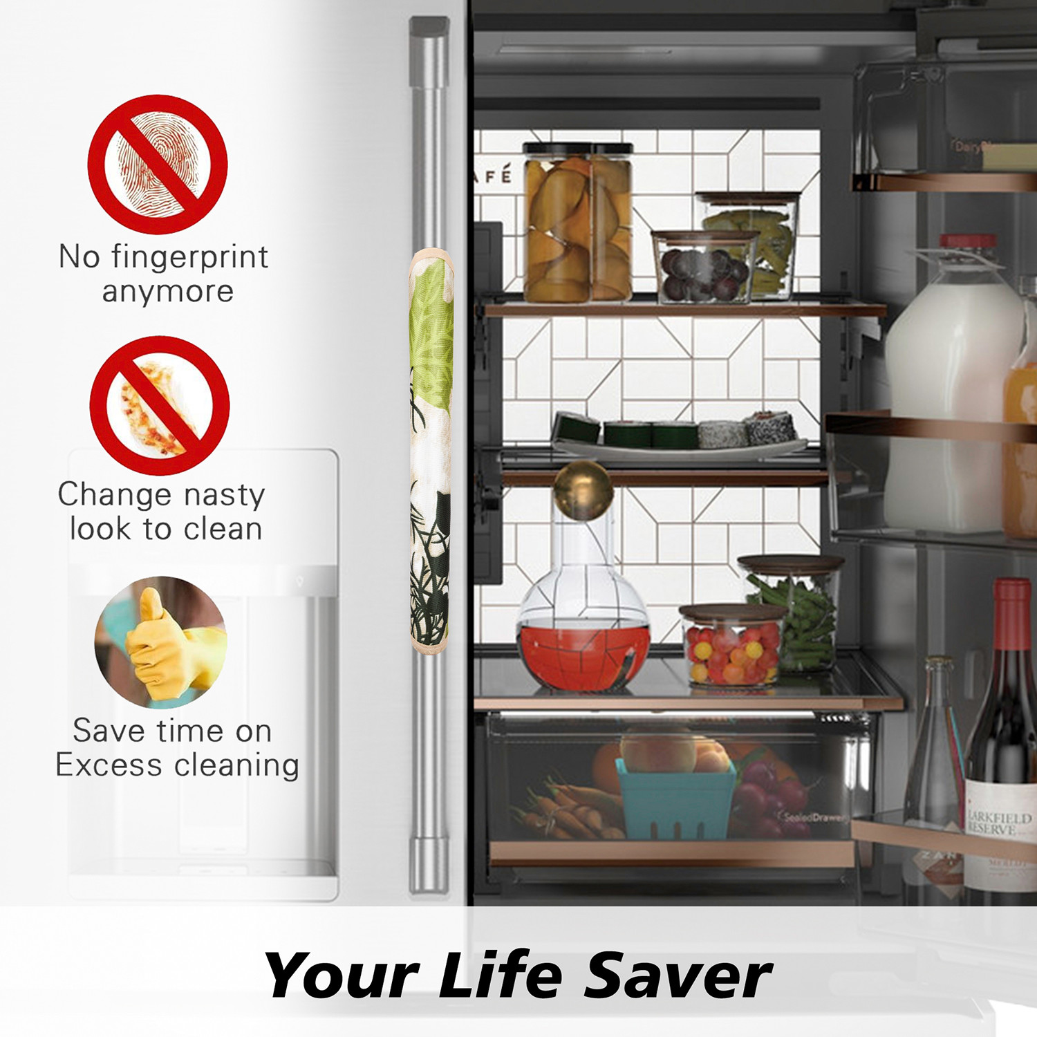 Kuber Industries Fridge Handle Cover  Refrigerator Handle Cover  Fridge Door Handle Protector  Fridge Door Handle Cover  Tree Kniting Fridge Handle Cover  2 Piece Set  Green