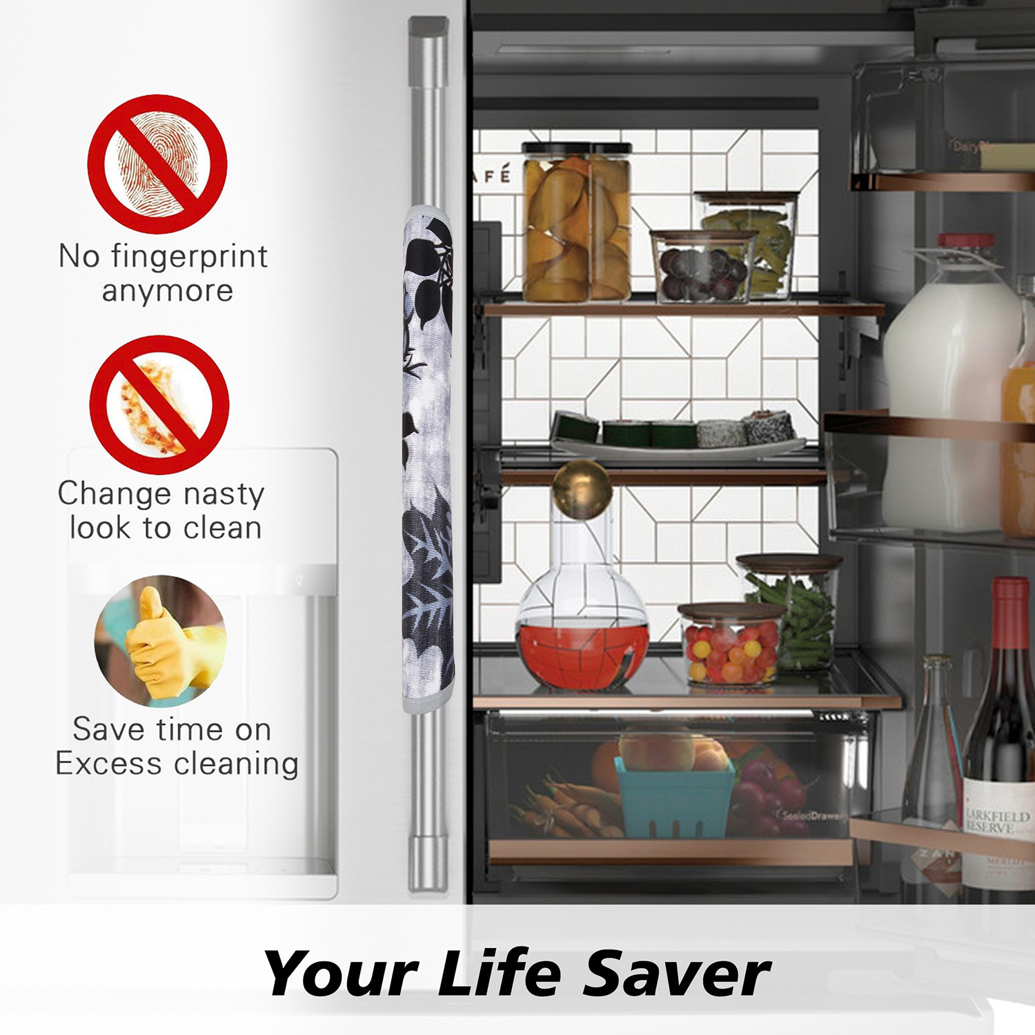 Kuber Industries Fridge Handle Cover  Refrigerator Handle Cover  Fridge Door Handle Protector  Fridge Door Handle Cover  Tree Kniting Fridge Handle Cover  2 Piece Set  Gray