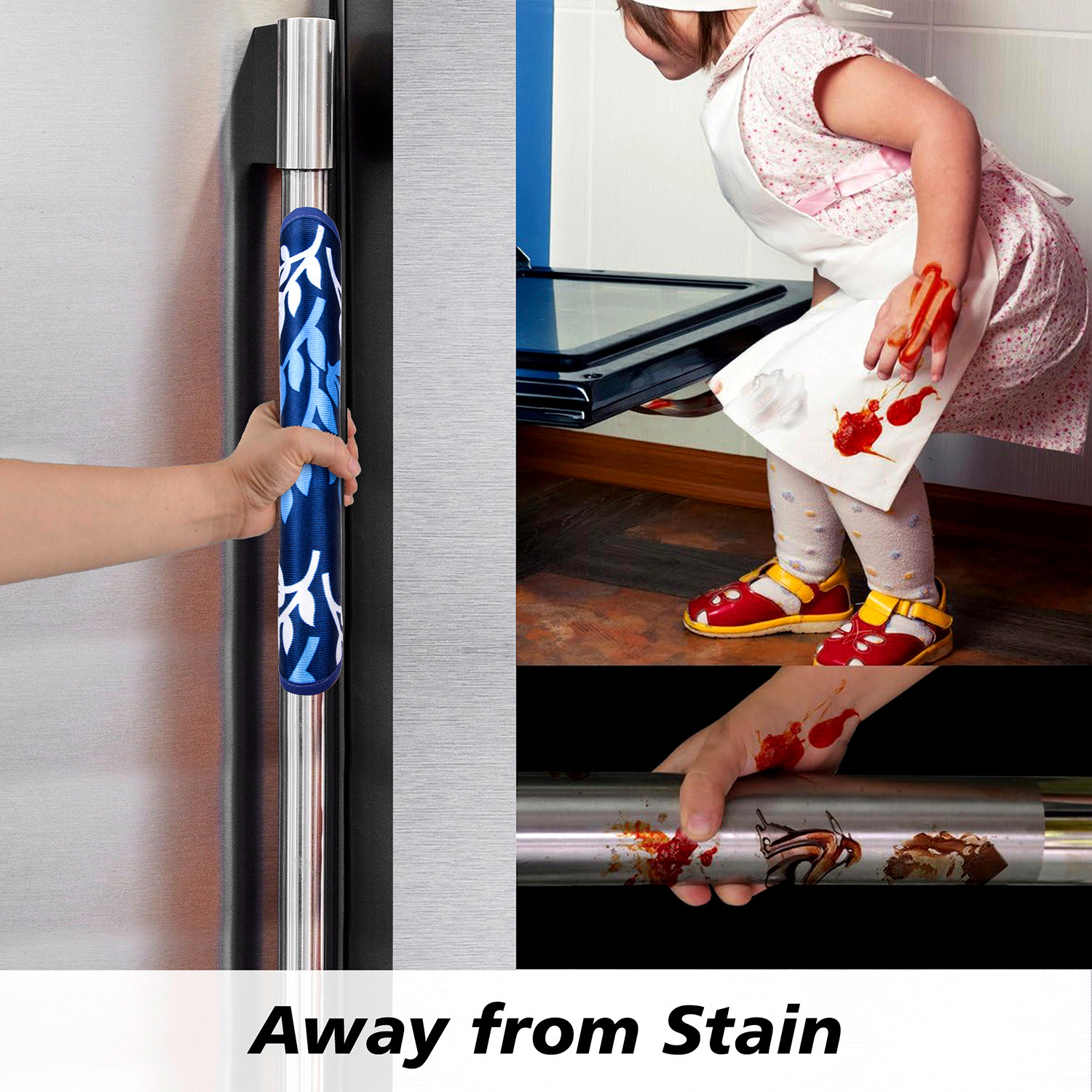 Kuber Industries Fridge Handle Cover  Refrigerator Handle Cover  Fridge Door Handle Protector  Fridge Door Handle Cover  Leaf Kniting Fridge Handle Cover  2 Piece Set  Blue