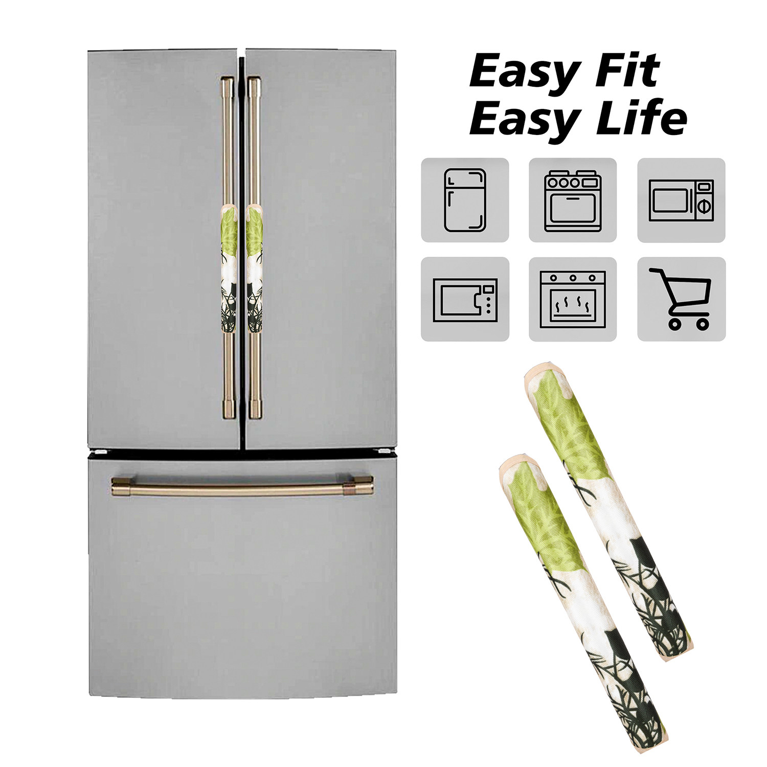 Kuber Industries Fridge Handle Cover | Refrigerator Handle Cover | Fridge Door Handle Protector | Fridge Door Handle Cover | Tree Kniting Fridge Handle Cover | 2 Piece Set | Green