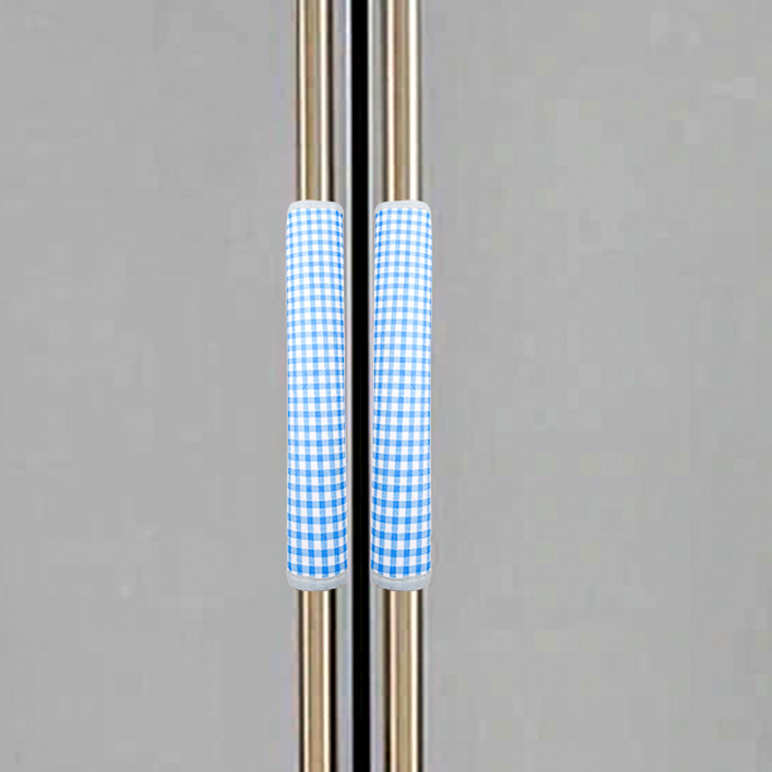 Kuber Industries Fridge Handle Cover | Refrigerator Handle Cover | Fridge Door Handle Protector | Fridge Door Handle Cover | Barik Check Fridge Handle Cover | 2 Piece Set | Blue