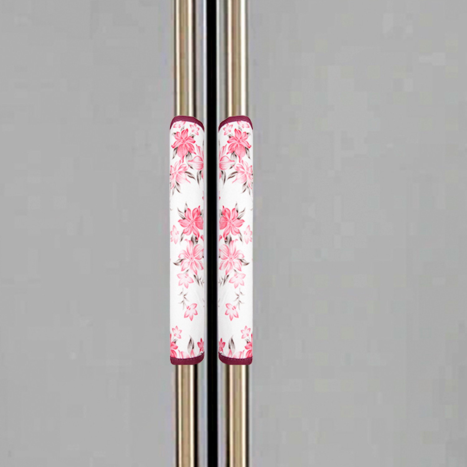 Kuber Industries Fridge Handle Cover | Refrigerator Handle Cover | Fridge Door Handle Protector | Fridge Door Handle Cover | Barik Flower Fridge Handle Cover | 2 Piece Set | Pink