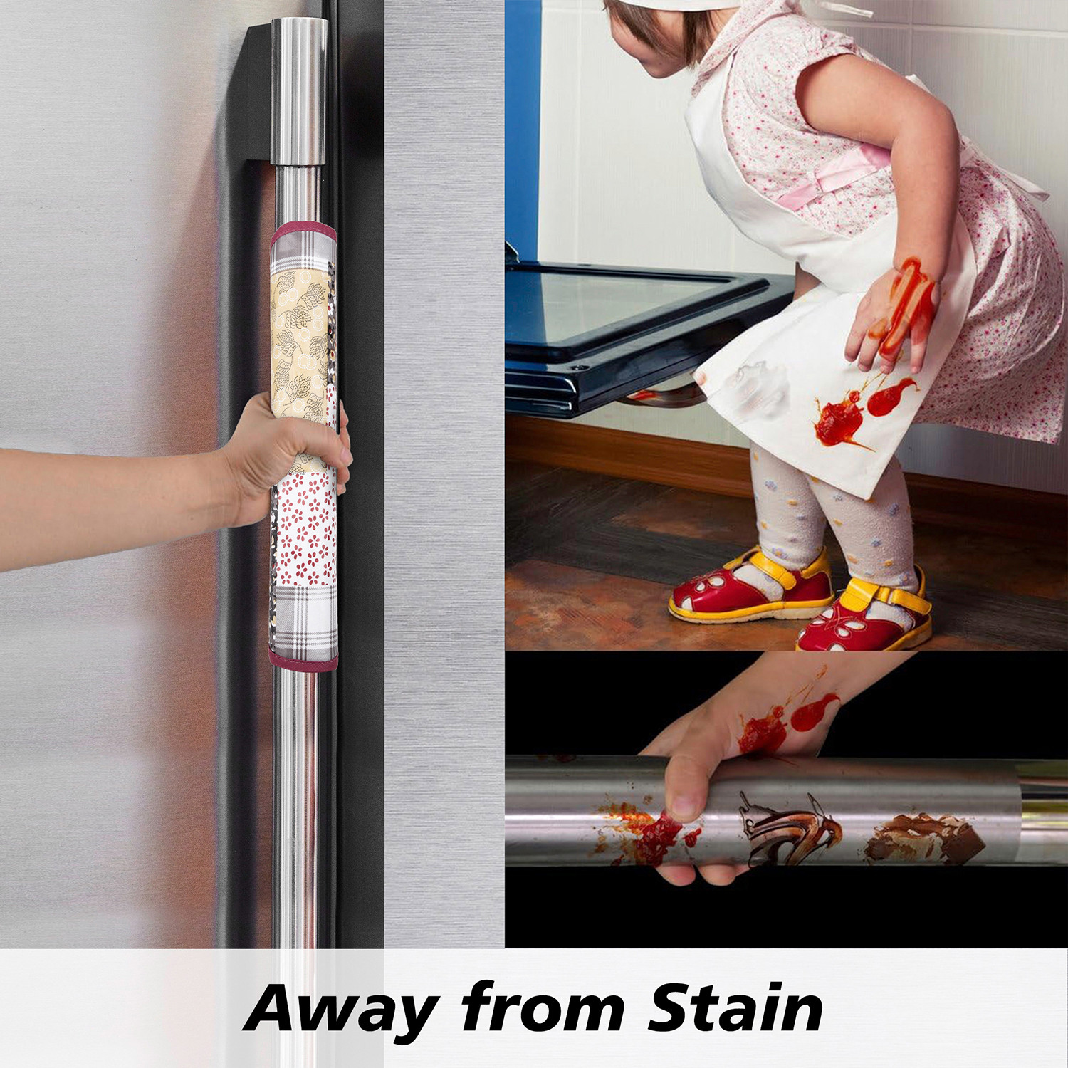 Kuber Industries Fridge Handle Cover | Refrigerator Handle Cover | Fridge Door Handle Protector | Fridge Door Handle Cover | Barik Flower Fridge Handle Cover | 2 Piece Set | Maroon
