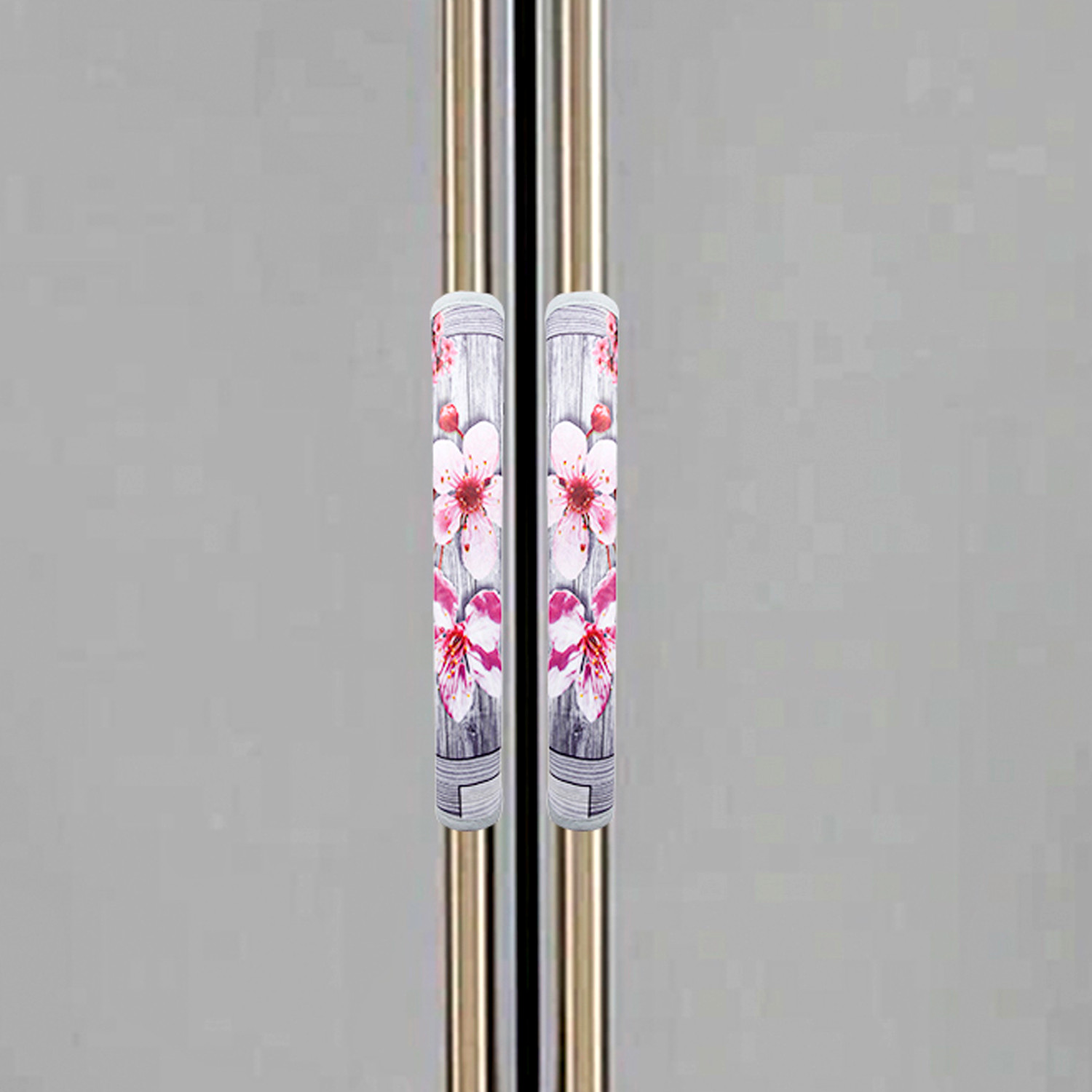 Kuber Industries Fridge Handle Cover | Refrigerator Handle Cover | Fridge Door Handle Protector | Fridge Door Handle Cover | Flower Fridge Handle Cover | 2 Piece Set | Gray