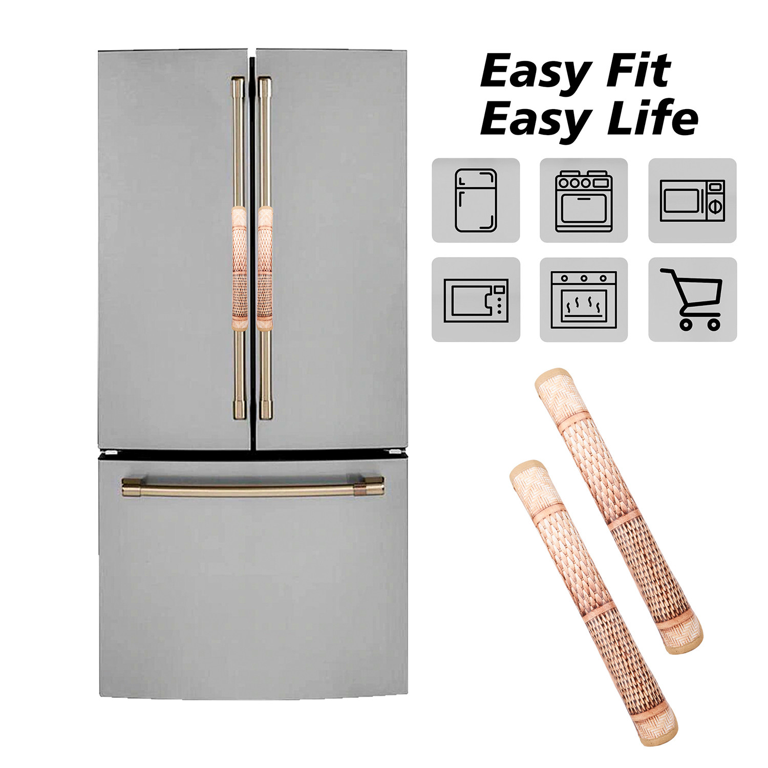 Kuber Industries Fridge Handle Cover | Refrigerator Handle Cover | Fridge Door Handle Protector | Fridge Door Handle Cover | Chatai Fridge Handle Cover | 2 Piece Set | Brown