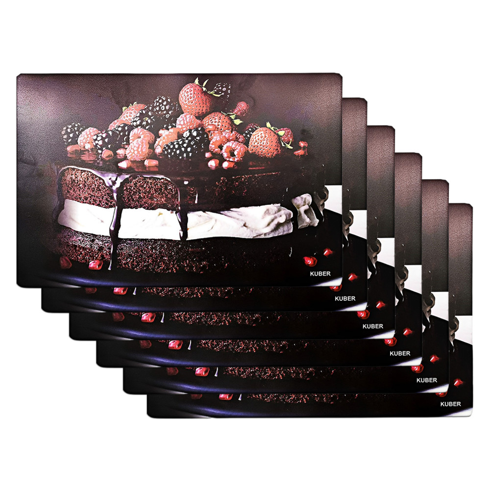 Kuber Industries Fridge Mats | PVC Brown Cake Print | Fridge Mat for Refrigerator | Fridge Placemats for Kitchen | Set of 6 | Brown
