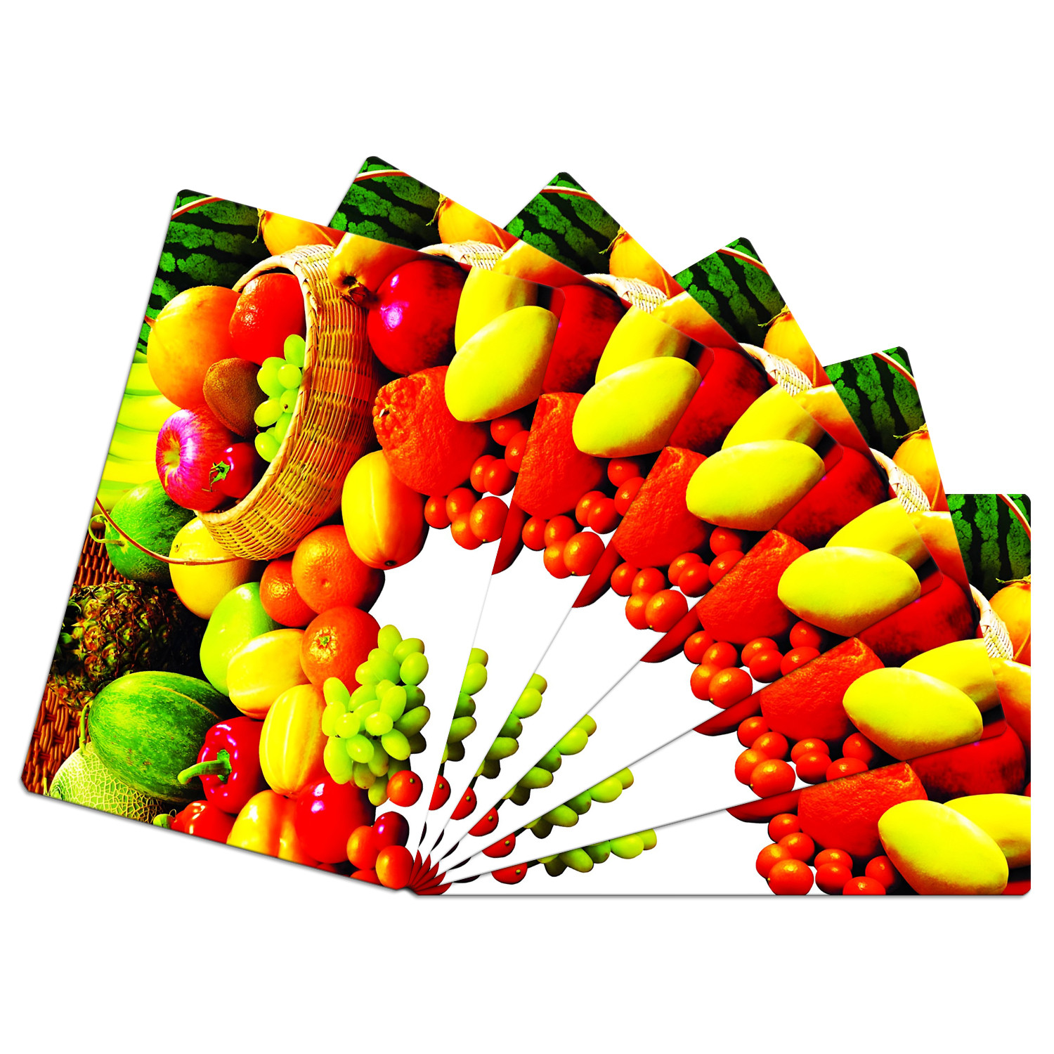 Kuber Industries Fridge Mats | PVC Fruits Print | Fridge Mat for Refrigerator | Fridge Placemats for Kitchen | Set of 6 | Multicolor