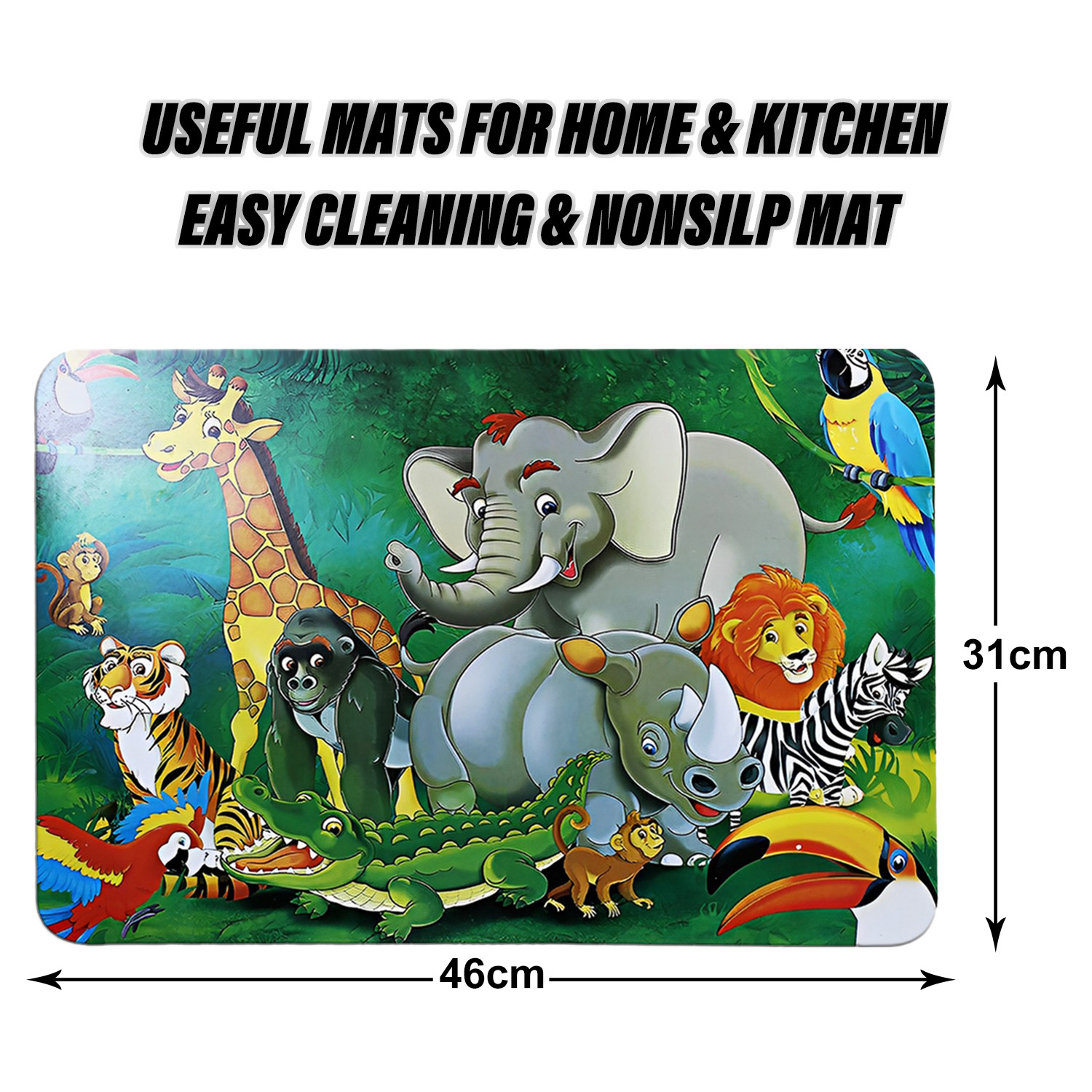 Kuber Industries Fridge Mats | PVC Jungle Print | Fridge Mat for Refrigerator | Fridge Placemats for Kitchen | Set of 6 | Green