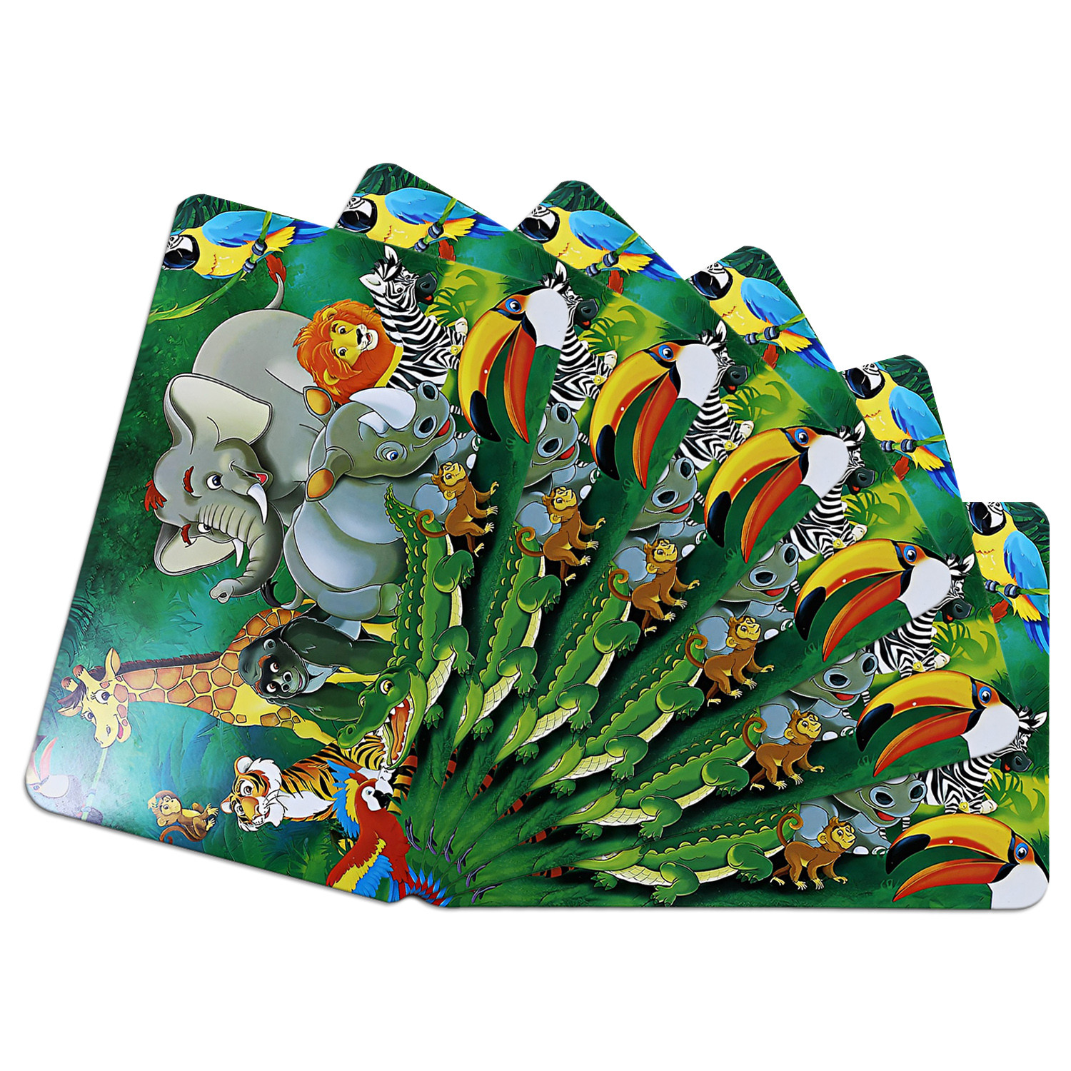 Kuber Industries Fridge Mats | PVC Jungle Print | Fridge Mat for Refrigerator | Fridge Placemats for Kitchen | Set of 6 | Green