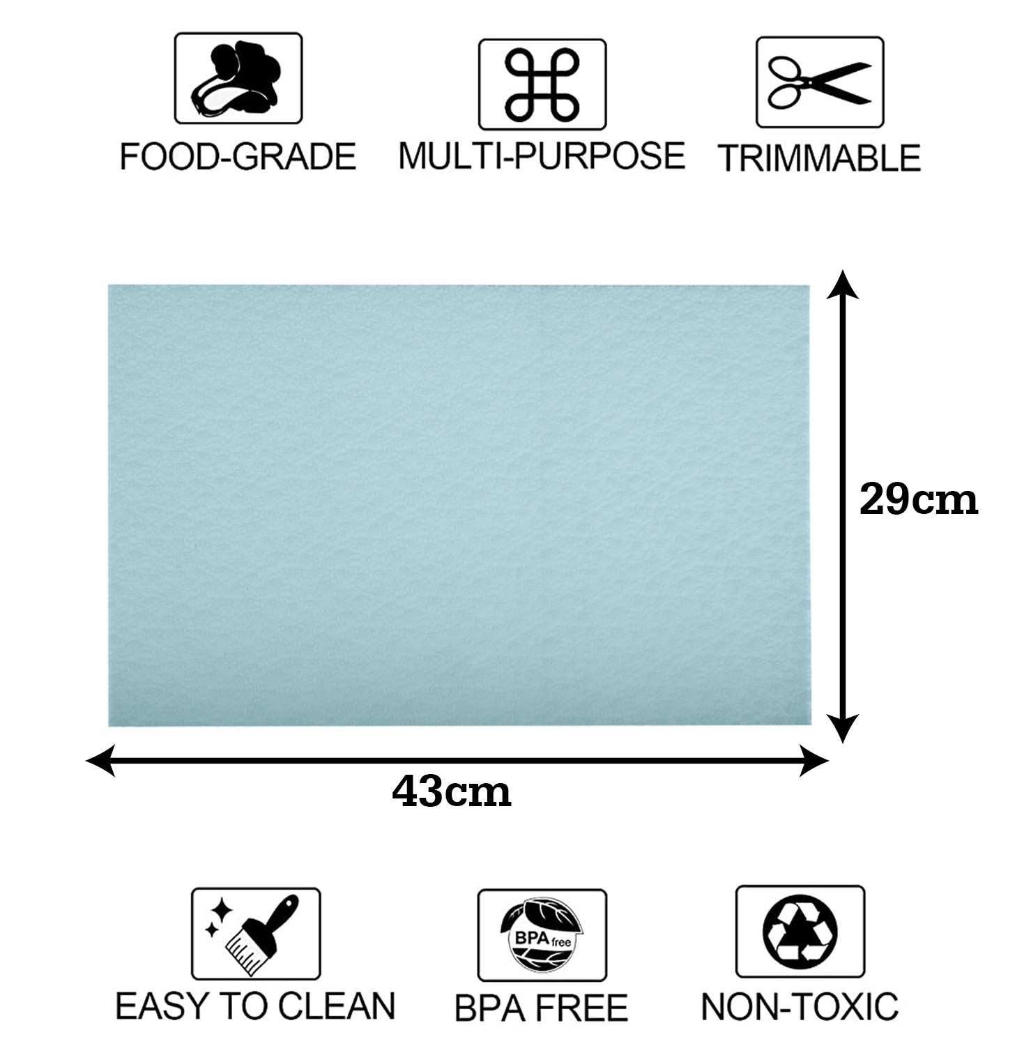 Kuber Industries Fridge Mats|PVC Floral Embossed Refrigerator Drawer Mat|Waterproof & Stain Resistant Fridge Mat Perfect for Home & Kitchen|Set of 6 (Blue)