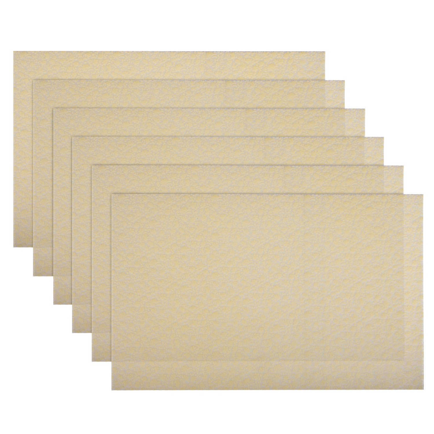 Kuber Industries Fridge Mats|PVC Floral Embossed Refrigerator Drawer Mat|Waterproof & Stain Resistant Fridge Mat Perfect for Home & Kitchen|Set of 6 (Cream)
