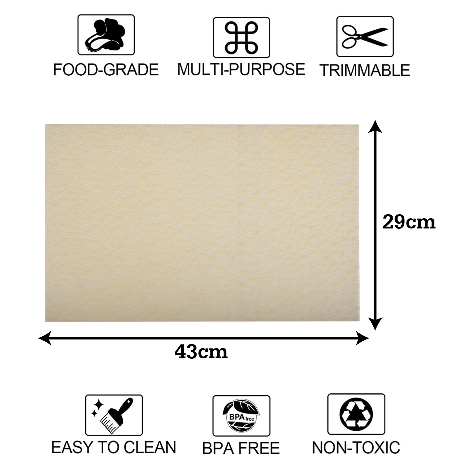 Kuber Industries Fridge Mats|PVC Floral Embossed Refrigerator Drawer Mat|Waterproof & Stain Resistant Fridge Mat Perfect for Home & Kitchen|Set of 6 (Cream)