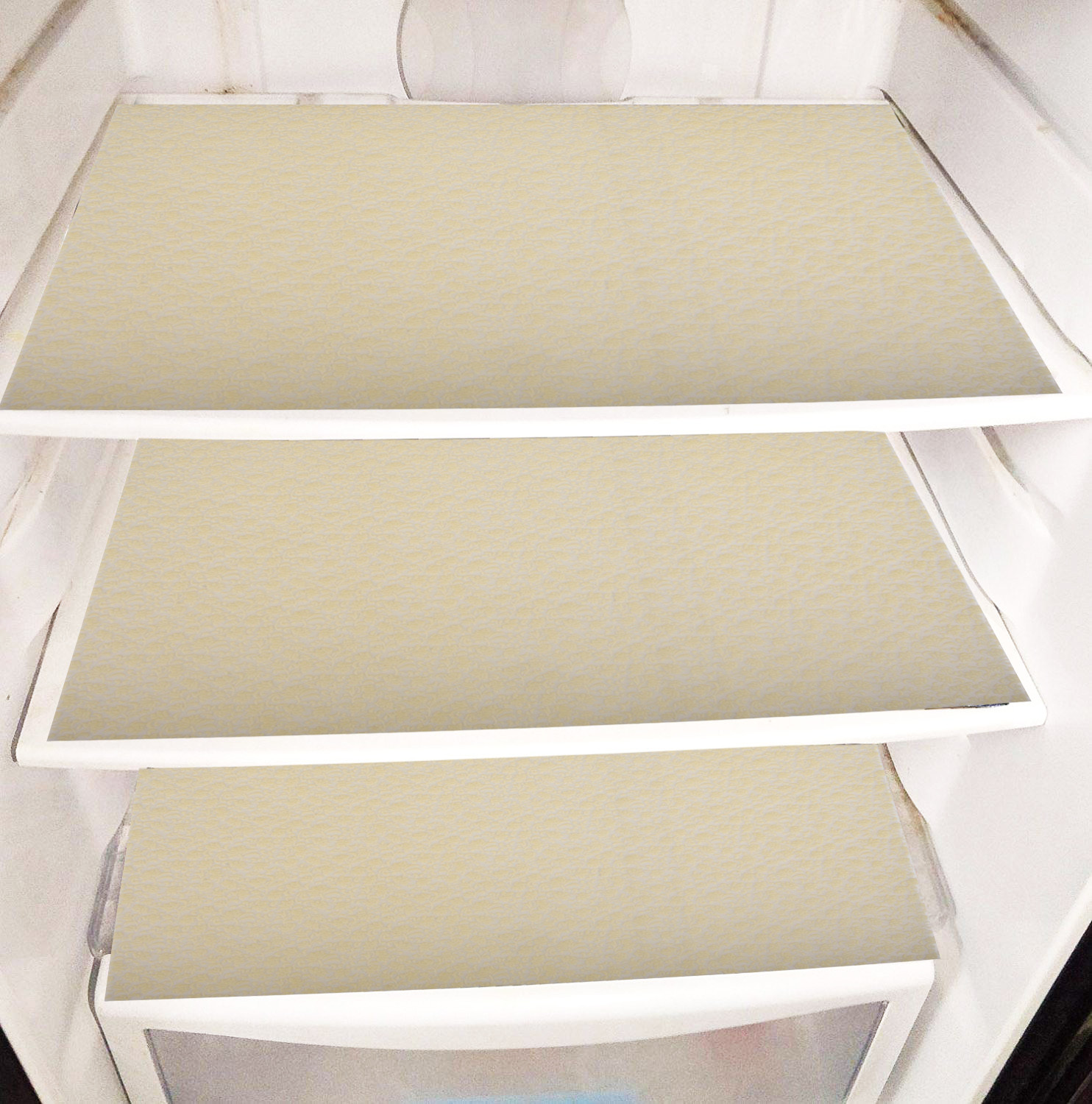 Kuber Industries Fridge Mats|PVC Floral Embossed Refrigerator Drawer Mat|Waterproof & Stain Resistant Fridge Mat Perfect for Home & Kitchen|Set of 6 (Cream)