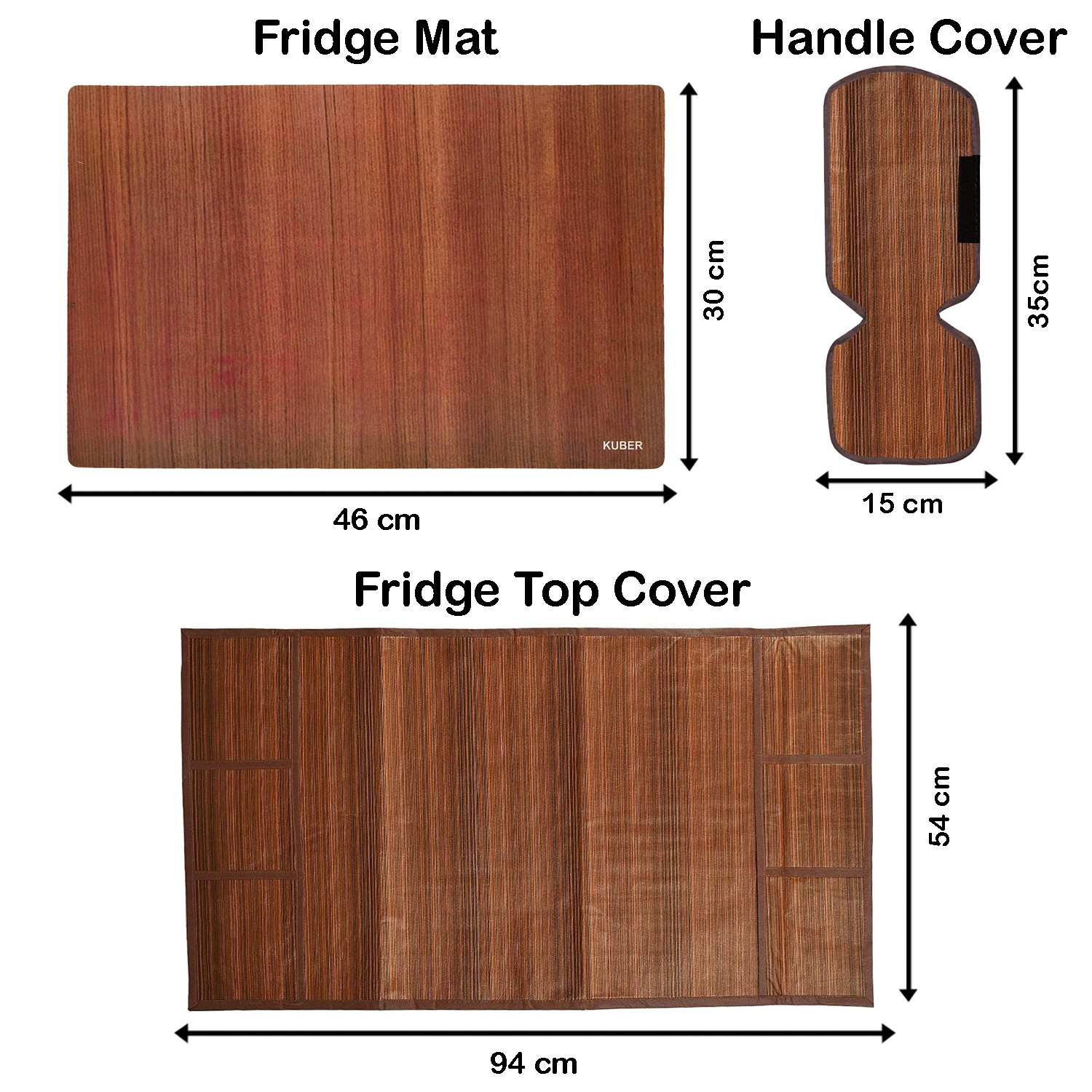 Kuber Industries Fridge Organiser Set, (3 pcs Fridge Mat, 2 pcs Fridge Handle Cover, 1 Fridge Top Cover), Lining, Brown