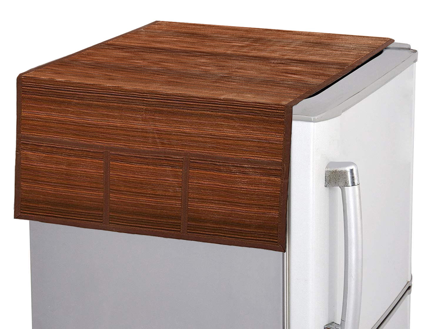 Kuber Industries Fridge Organiser Set, (3 pcs Fridge Mat, 2 pcs Fridge Handle Cover, 1 Fridge Top Cover), Lining, Brown