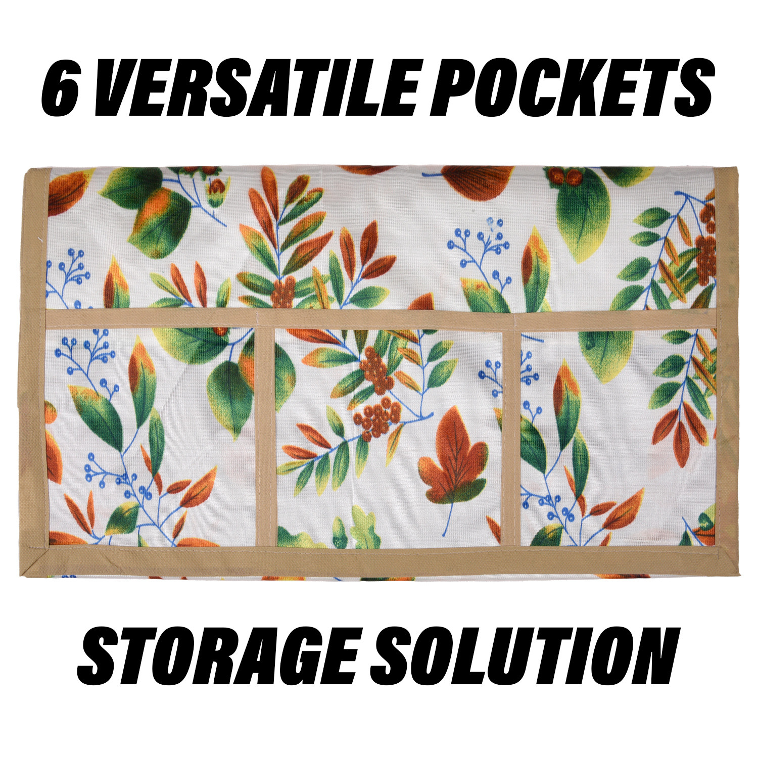 Kuber Industries Fridge Top Cover | Fridge Top Cover with Pockets | Refrigerator Top Cover for Kitchen | Fridge Top Cover with 6 Utility Pockets | Leaf Kniting Fridge Cover | Cream