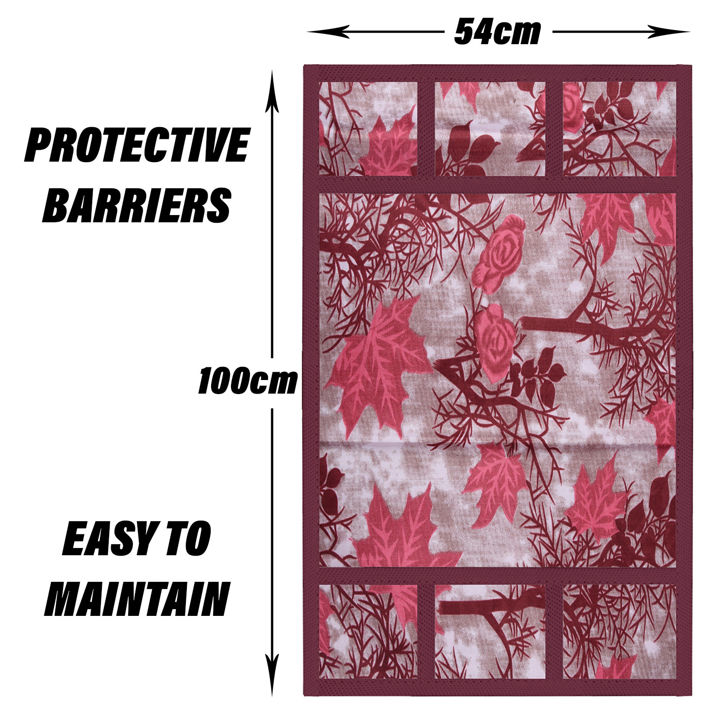 Kuber Industries Fridge Top Cover | Fridge Top Cover with Pockets | Refrigerator Top Cover for Kitchen | Fridge Top Cover with 6 Utility Pockets | Tree Kniting Fridge Cover | Maroon