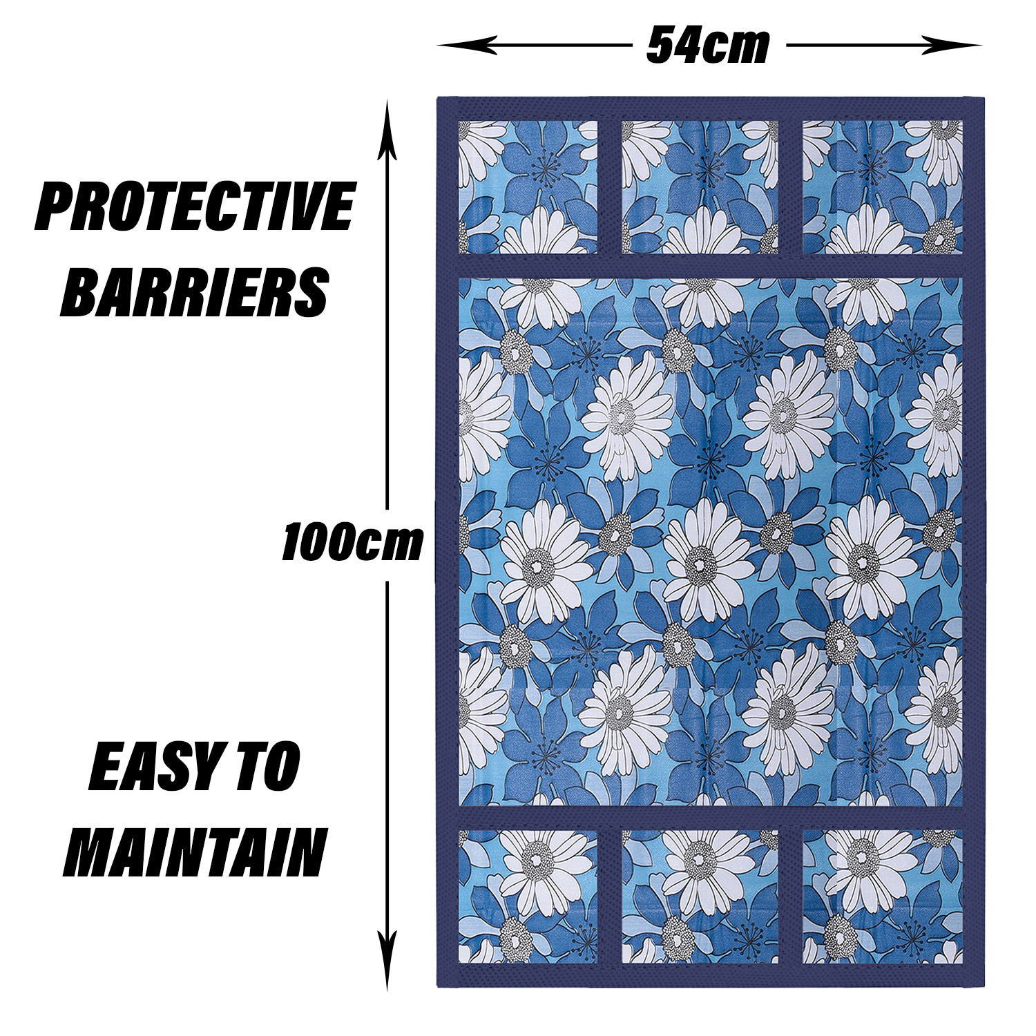 Kuber Industries Fridge Top Cover | Fridge Top Cover with Pockets | Refrigerator Top Cover for Kitchen | Fridge Top Cover with 6 Utility Pockets | White Sunflower Top Cover | Blue