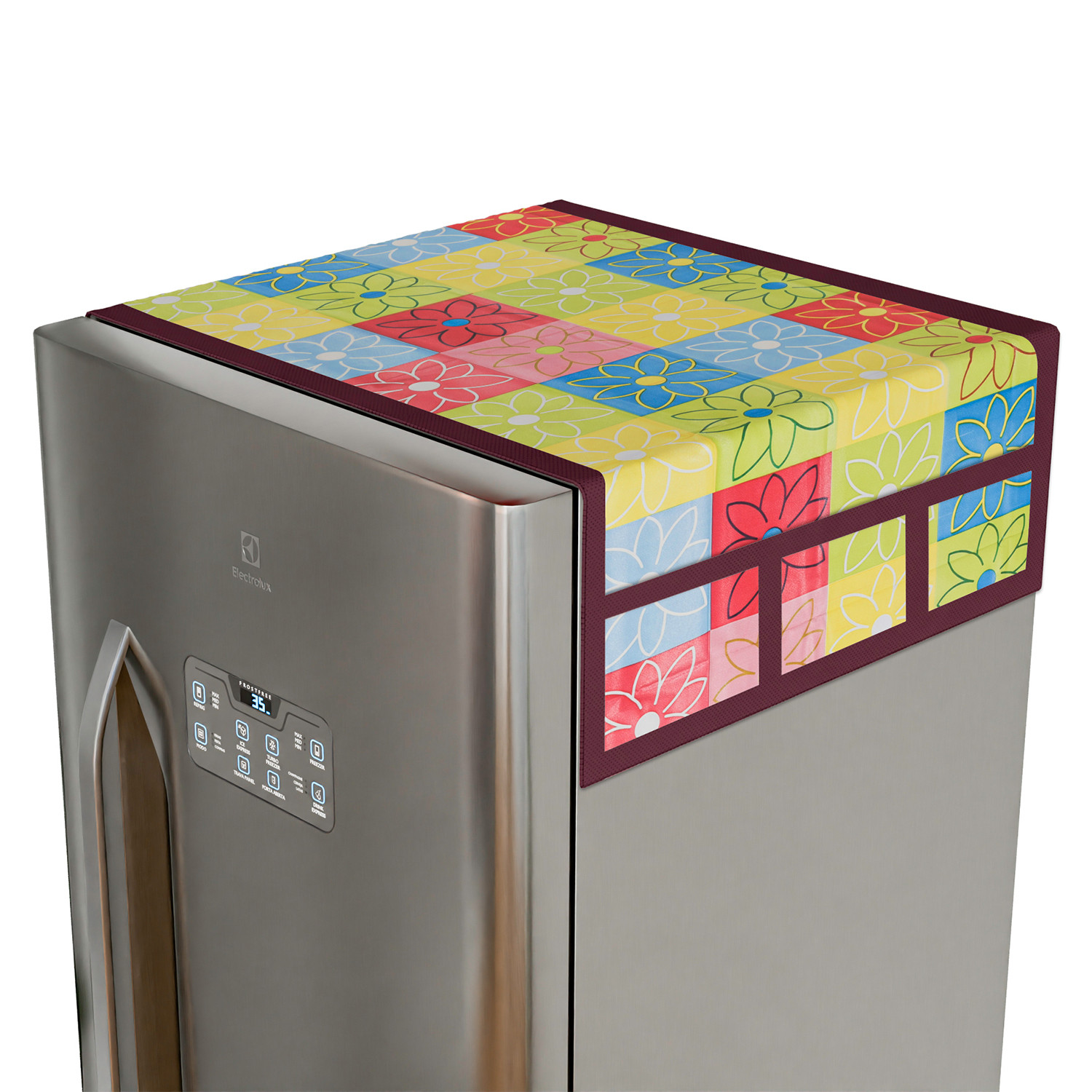 Kuber Industries Fridge Top Cover | Fridge Top Cover with Pockets | Refrigerator Top Cover for Kitchen | Fridge Top Cover with 6 Utility Pockets | Check Fridge Top Cover | Yellow