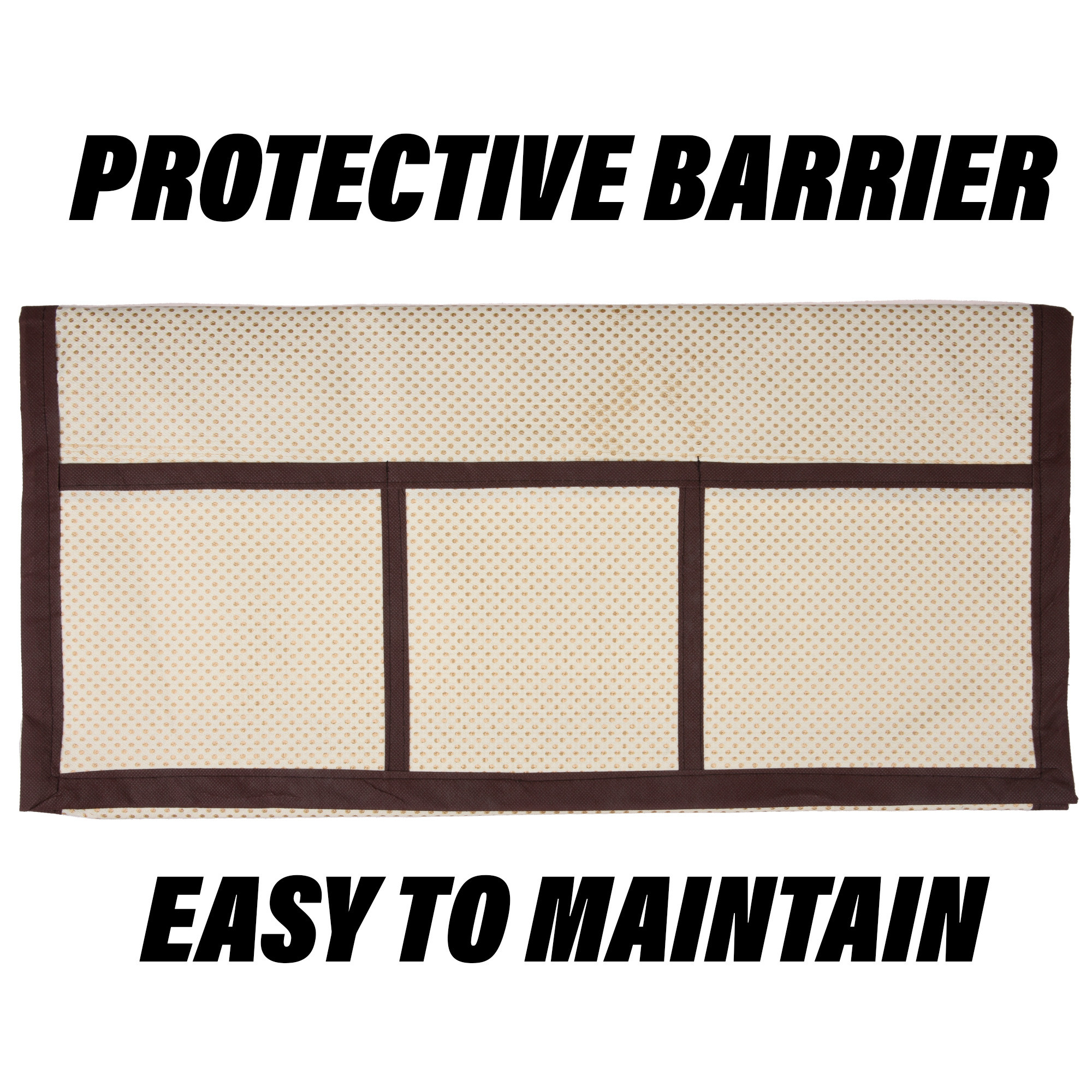 Kuber Industries Fridge Top Cover | Fridge Top Cover with Pockets | Refrigerator Top Cover for Kitchen | Fridge Top Cover with 6 Utility Pockets | Dot Fridge Cover | Golden