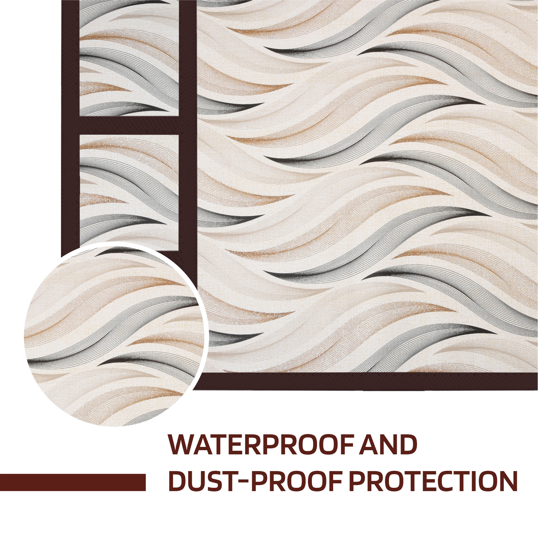 Kuber Industries Fridge Top Cover  Kitchen Refrigerator Top Cover  Dust-Proof Fridge Top Cover  Waterproof Fridge Top Cover  Fridge Top Cover with 6 Utility Pockets  Wave Design  Cream