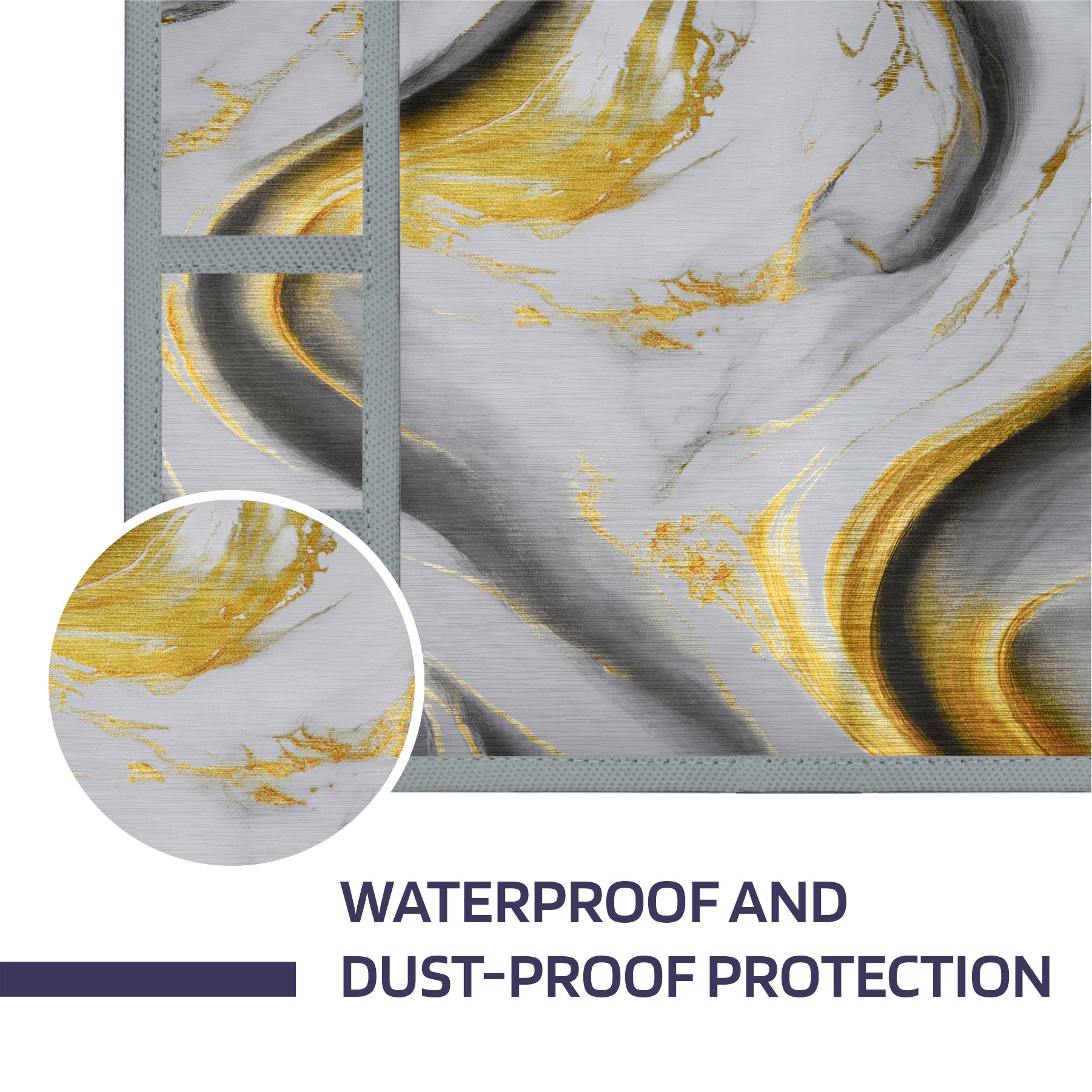 Kuber Industries Fridge Top Cover  Kitchen Refrigerator Top Cover  Dust-Proof Fridge Top Cover  Waterproof Fridge Top Cover  Fridge Top Cover with 6 Utility Pockets  Golden Marvel Design  Grey