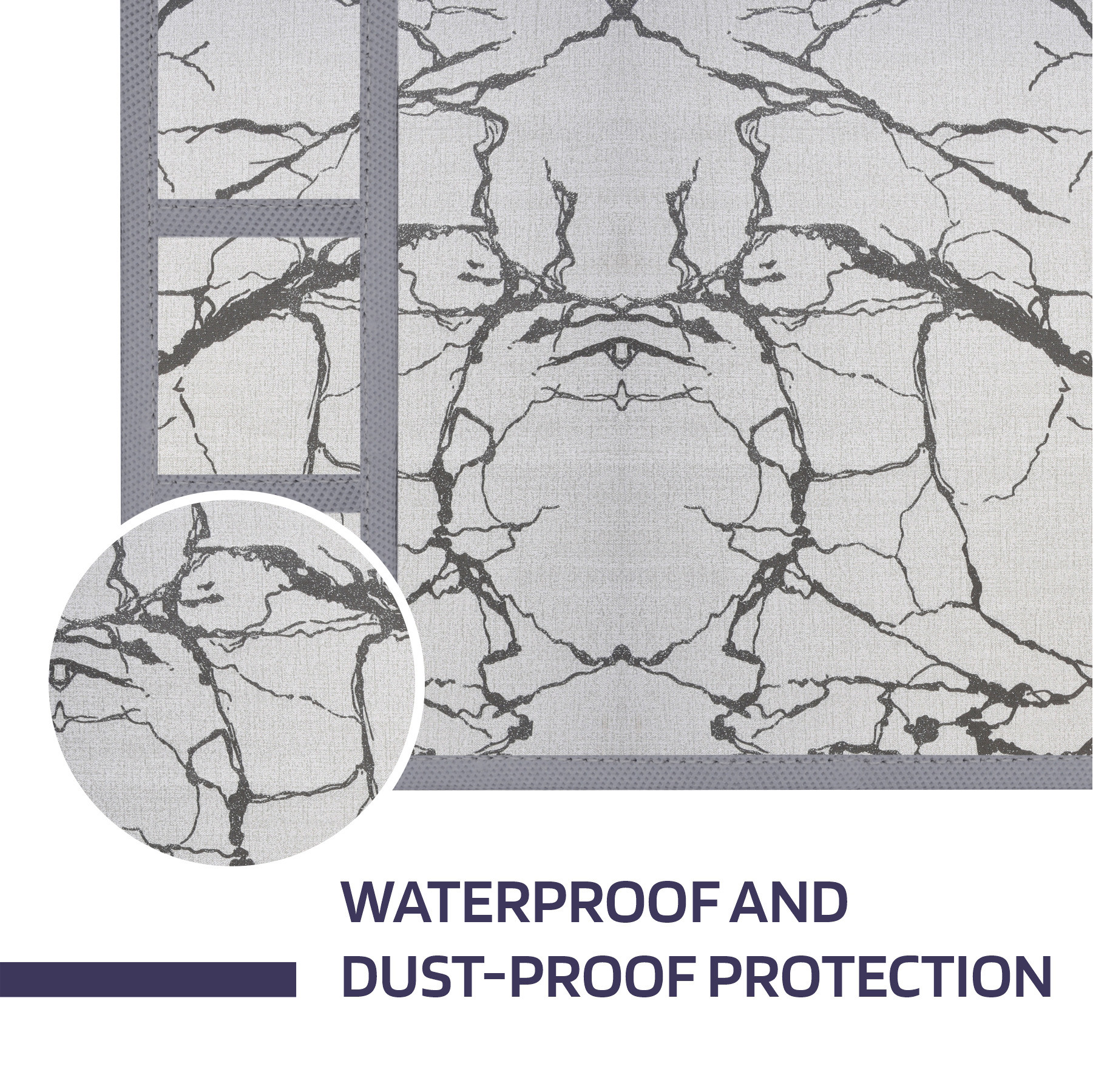 Kuber Industries Fridge Top Cover  Kitchen Refrigerator Top Cover  Dust-Proof Fridge Top Cover  Waterproof Fridge Top Cover  Fridge Top Cover with 6 Utility Pockets  Marble Design  Light Grey