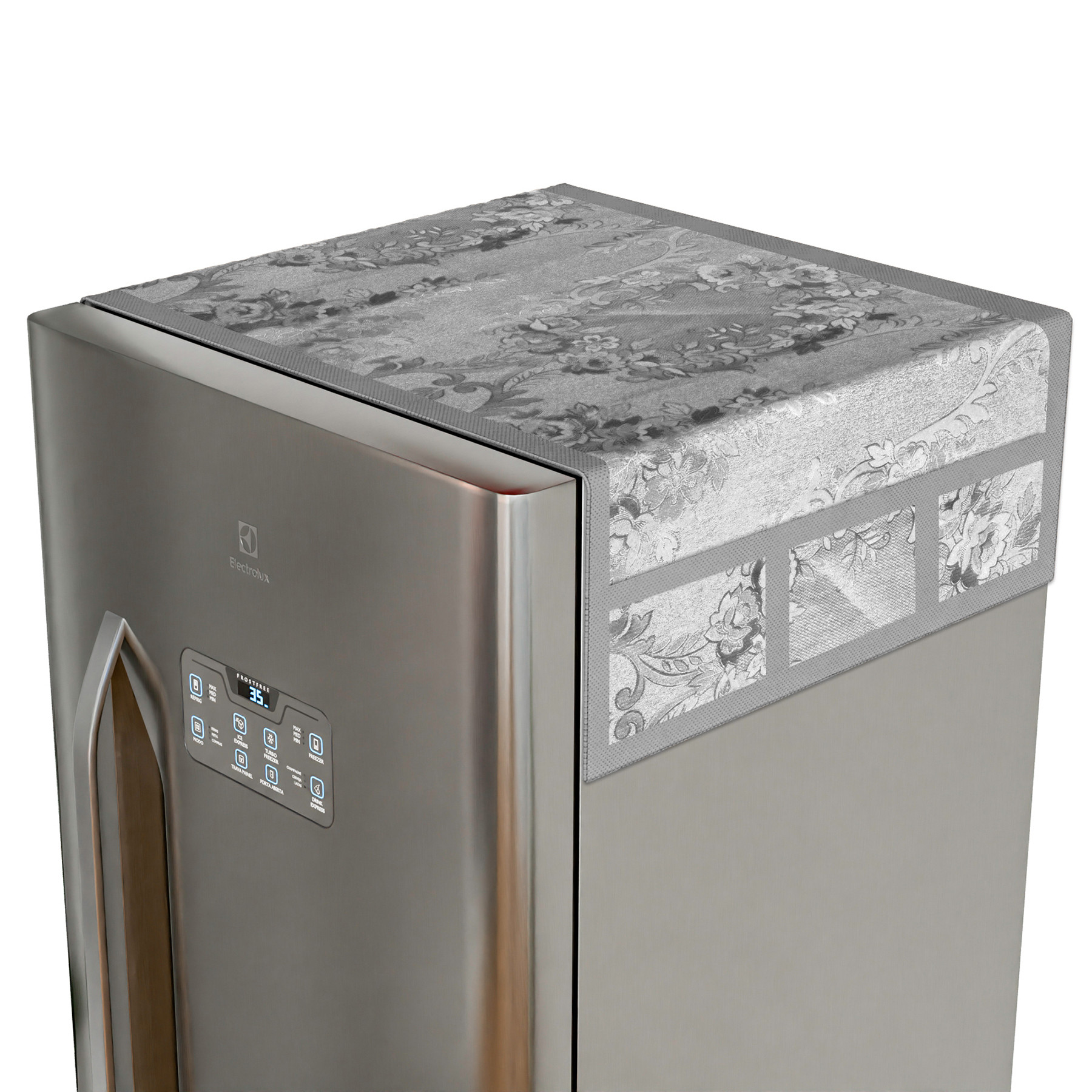 Kuber Industries Fridge Top Cover | PVC Fridge Top Cover | Refrigerator Cover with 6 Side Pockets | Refrigerator Top Protector | Appliance Cover | Fridge Top Cover 101 | Gray