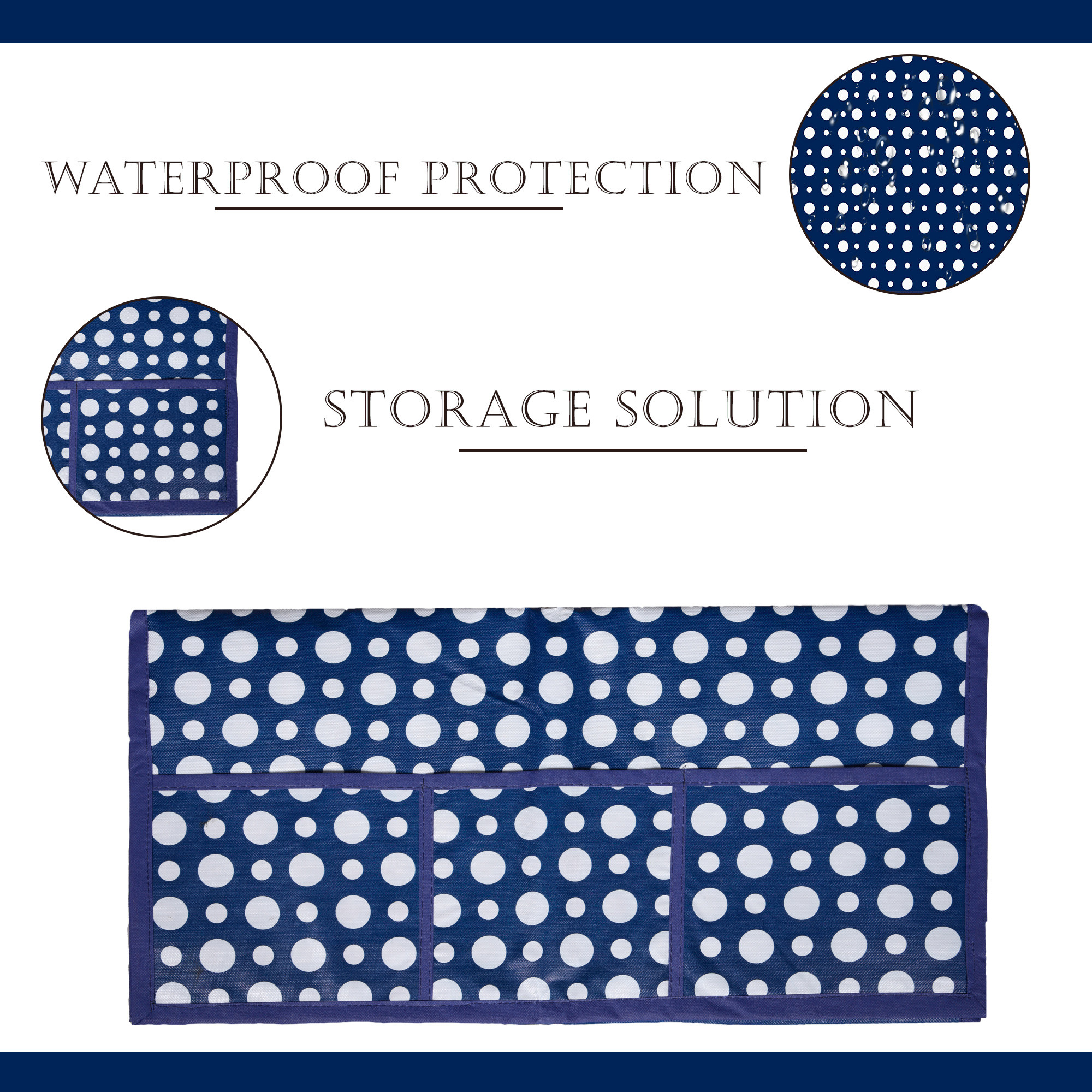 Kuber Industries Fridge Top Cover  Refrigerator Top Cover  Fridge Cover for Kitchen  Multi-Utility 6 Storage Pockets  Refrigerator Dust Proof Cover  XL  Dot Print  Blue