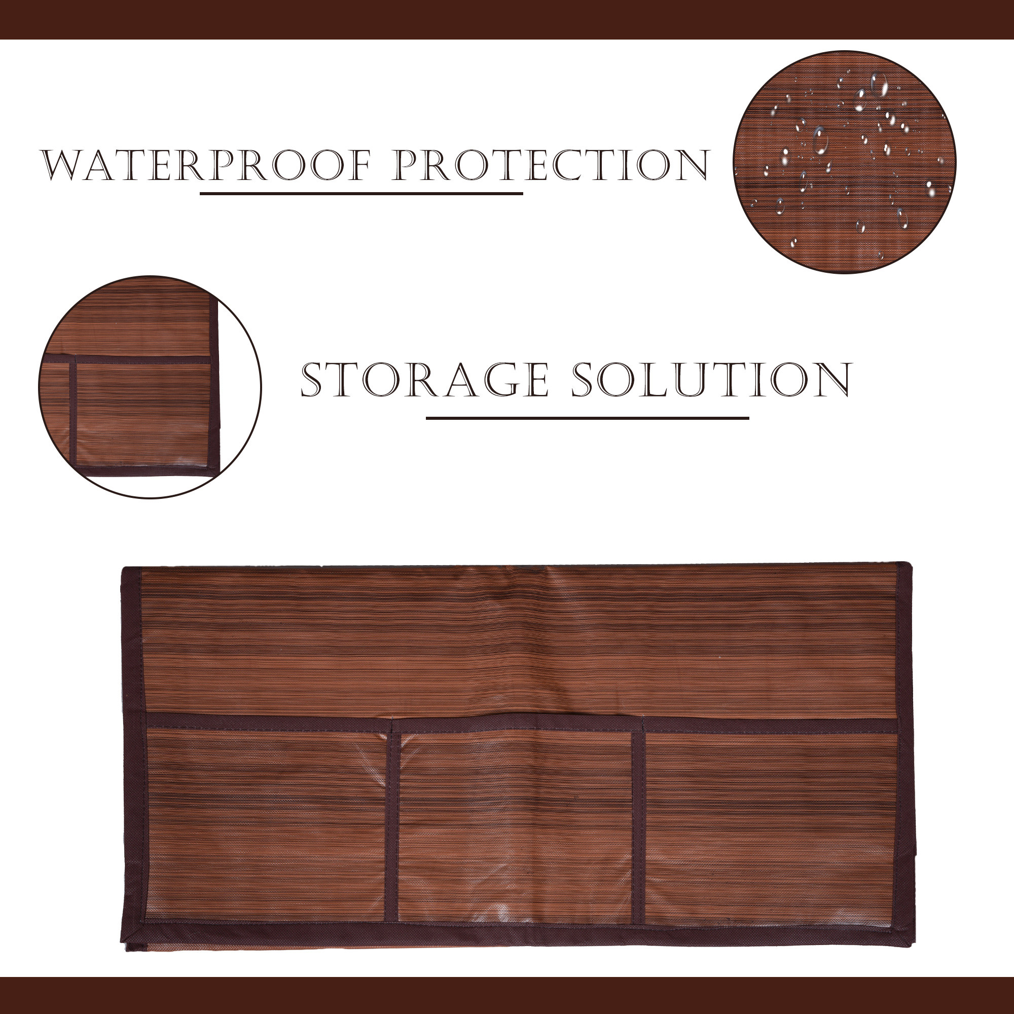 Kuber Industries Fridge Top Cover  Refrigerator Top Cover  Fridge Cover for Kitchen  Multi-Utility 6 Storage Pockets  Refrigerator Dust Proof Cover  XL  Lining Print  Dark Brown