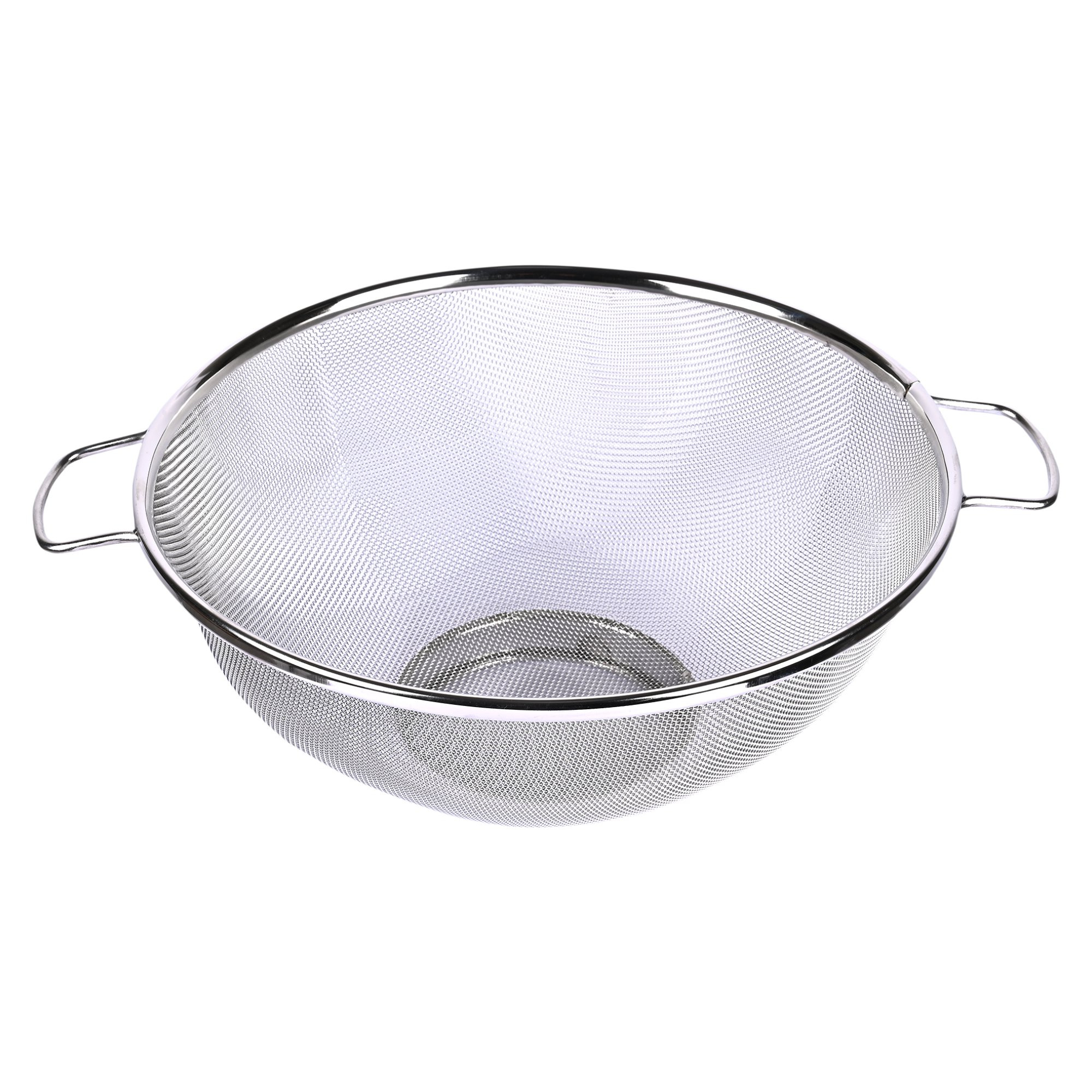 Kuber Industries Fruit Basket  Stainless Steel Vegetables Strainer  Multipurpose Fruit Basket  Colander Basket for Pasta-Noodles-Grains  Mesh Basket with Handle    Silver