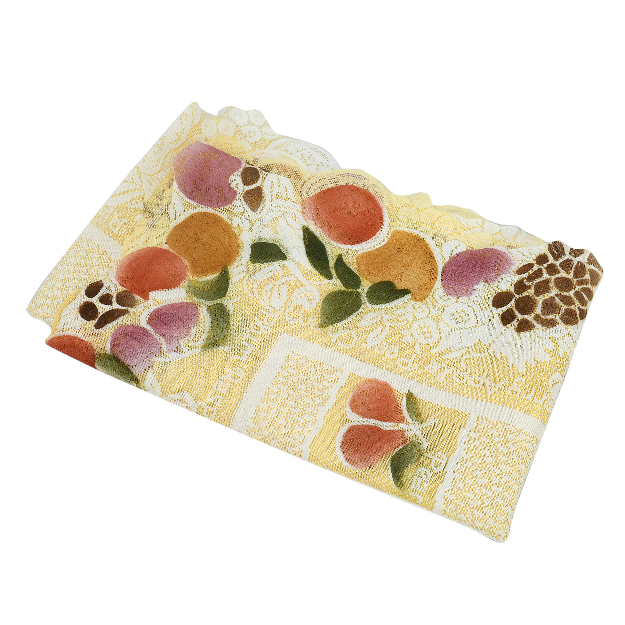 Kuber Industries Fruit Print Cotton 4 Seater Dining Table Cover,Cream-KUBMRT11607