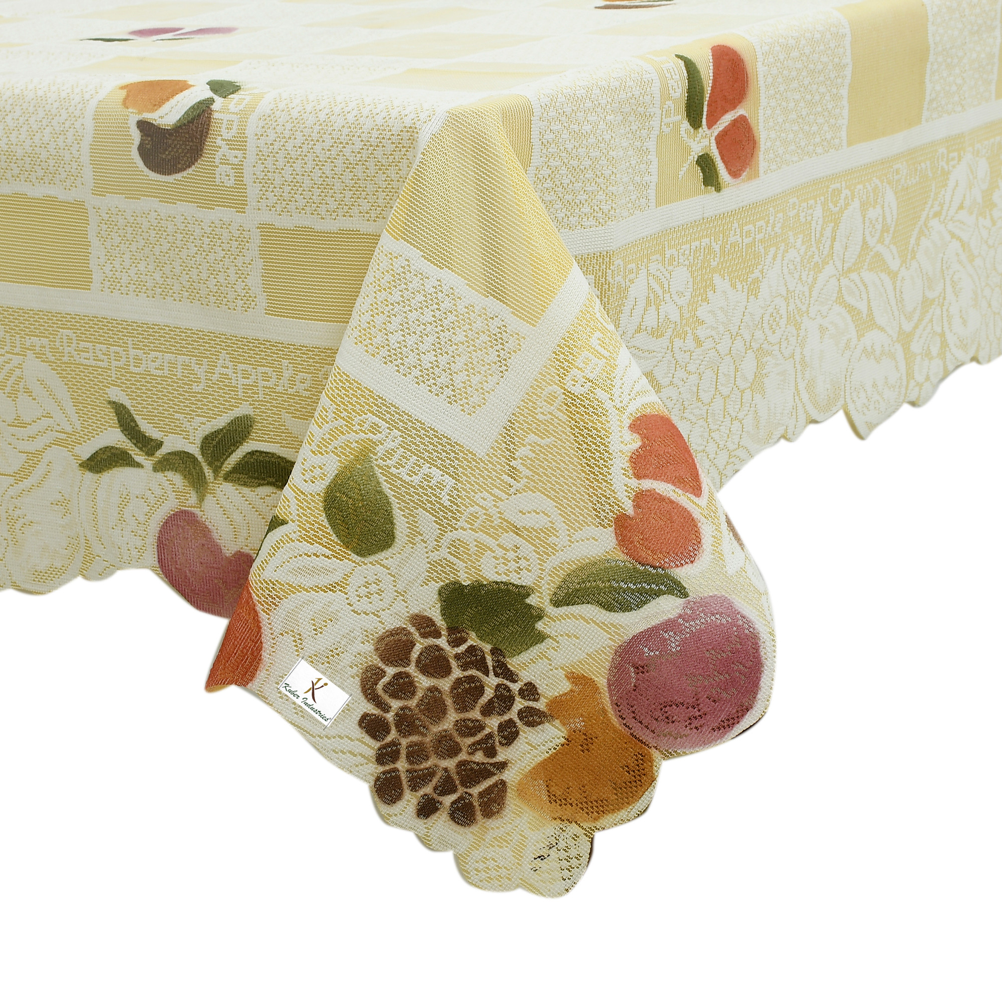 Kuber Industries Fruit Print Cotton 4 Seater Dining Table Cover,Cream-KUBMRT11607